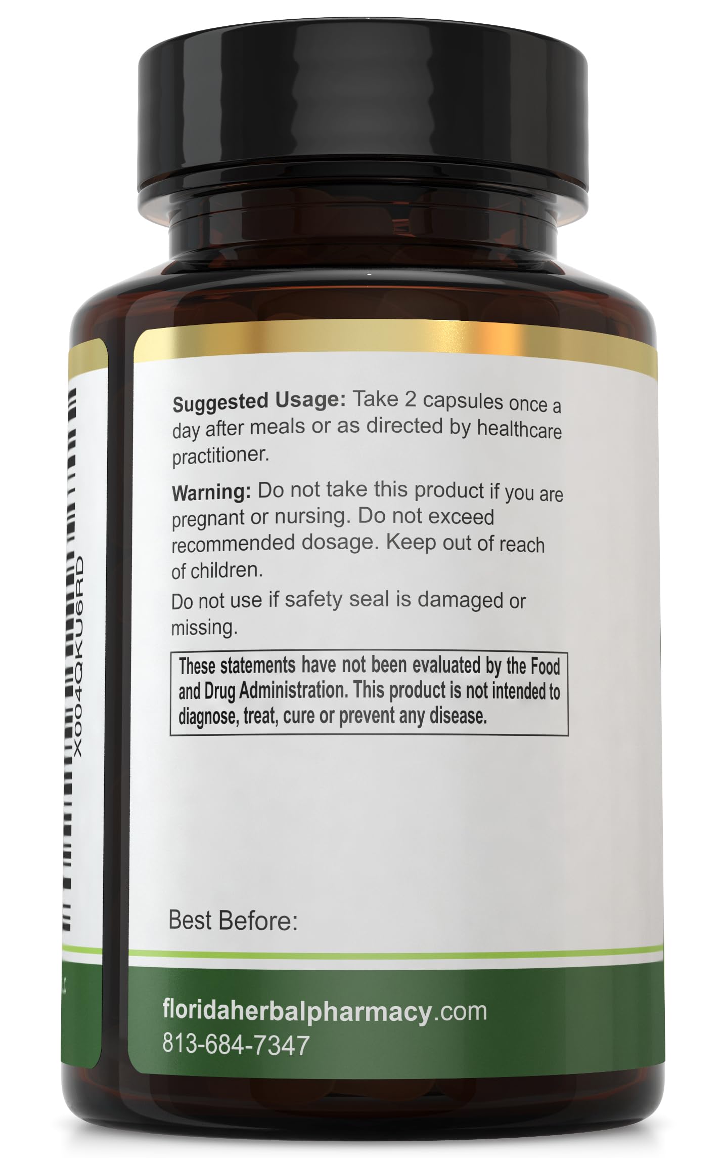 Florida Herbal Pharmacy Capsule papaye 500 mg, usage après repas quotidien.