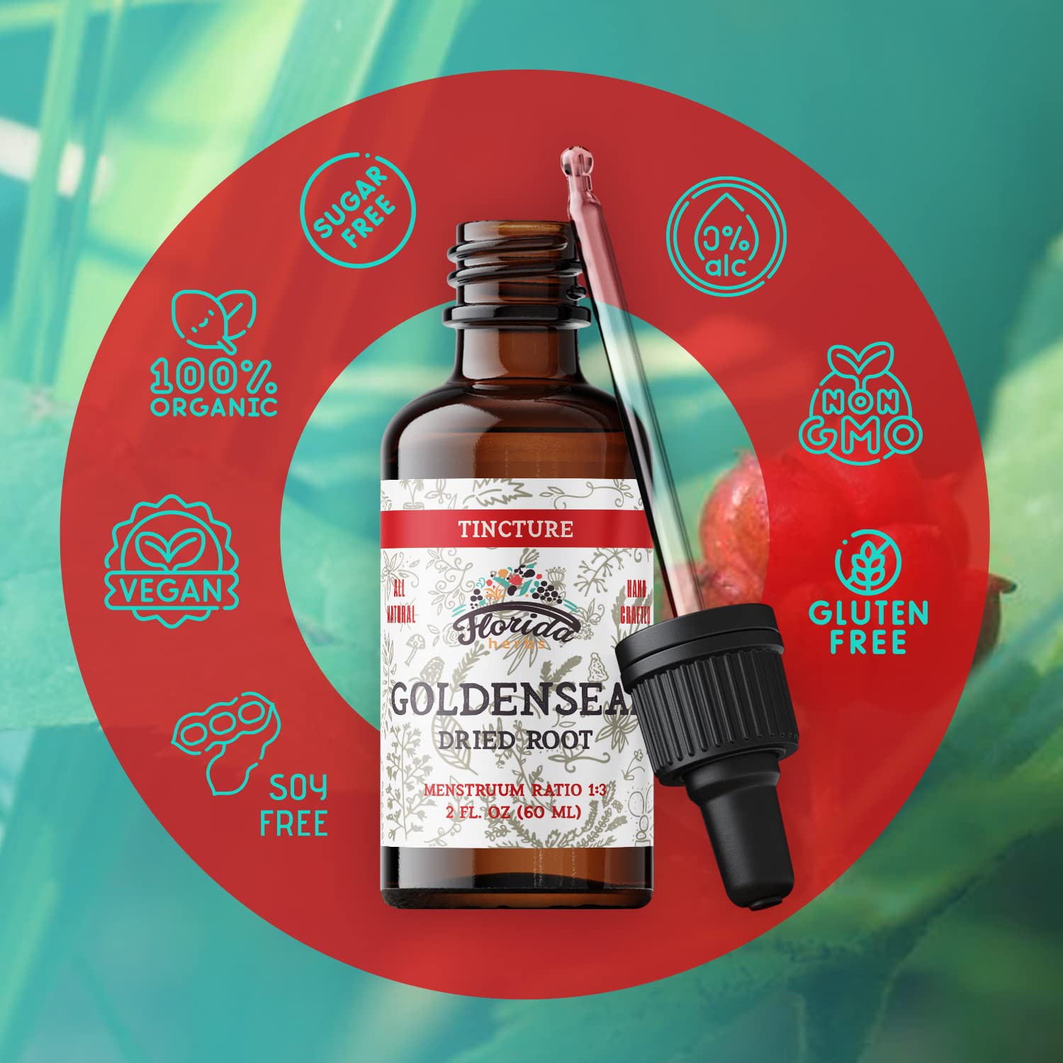Utilisation quotidienne simple avec FLORIDA HERBS Goldenseal en gouttes