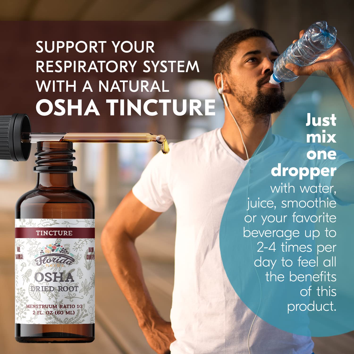 Florida Herbs OSHA Root Tincture – gouttes via pipette, utilisation précise et pratique.