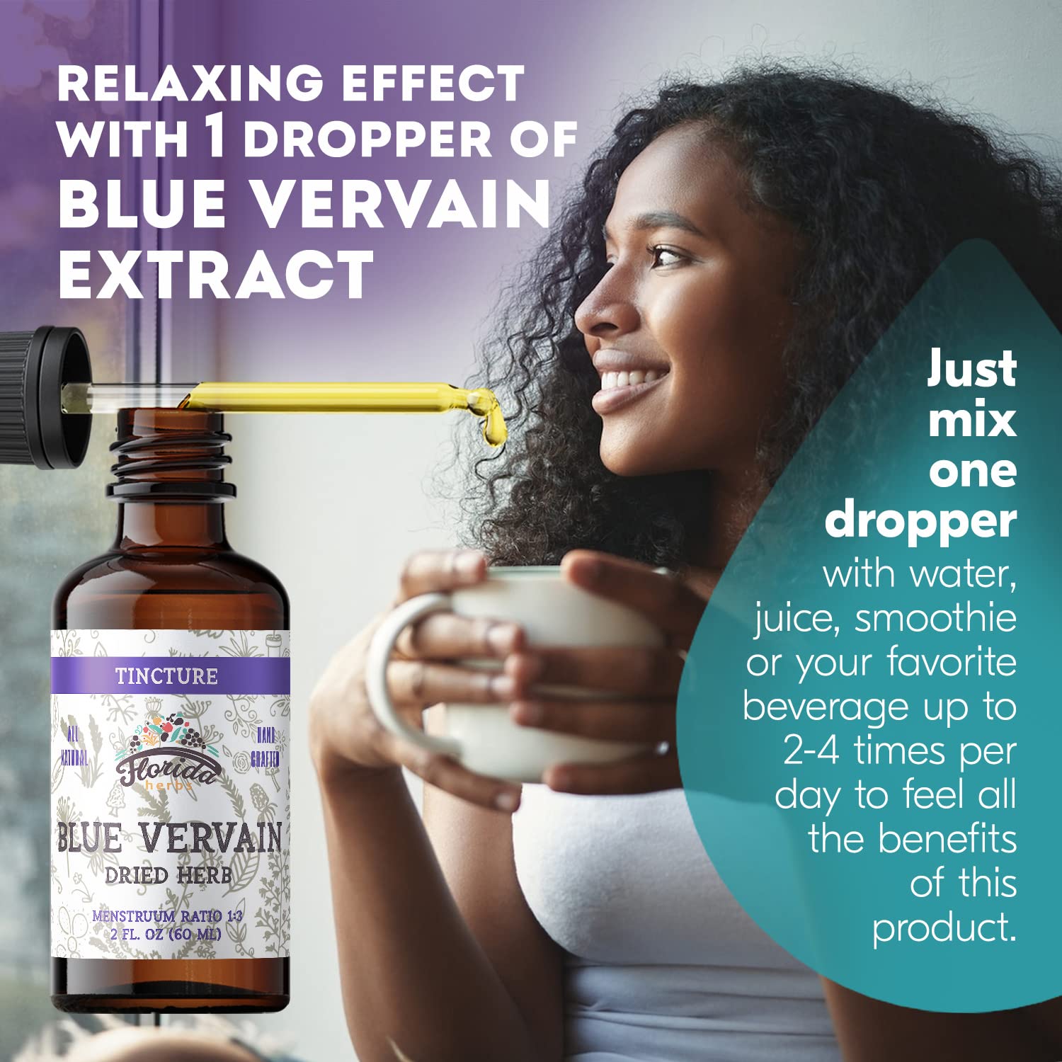Florida Herbs verveine bleue - gouttes dans flacon, soutien émotionnel possible et calme.