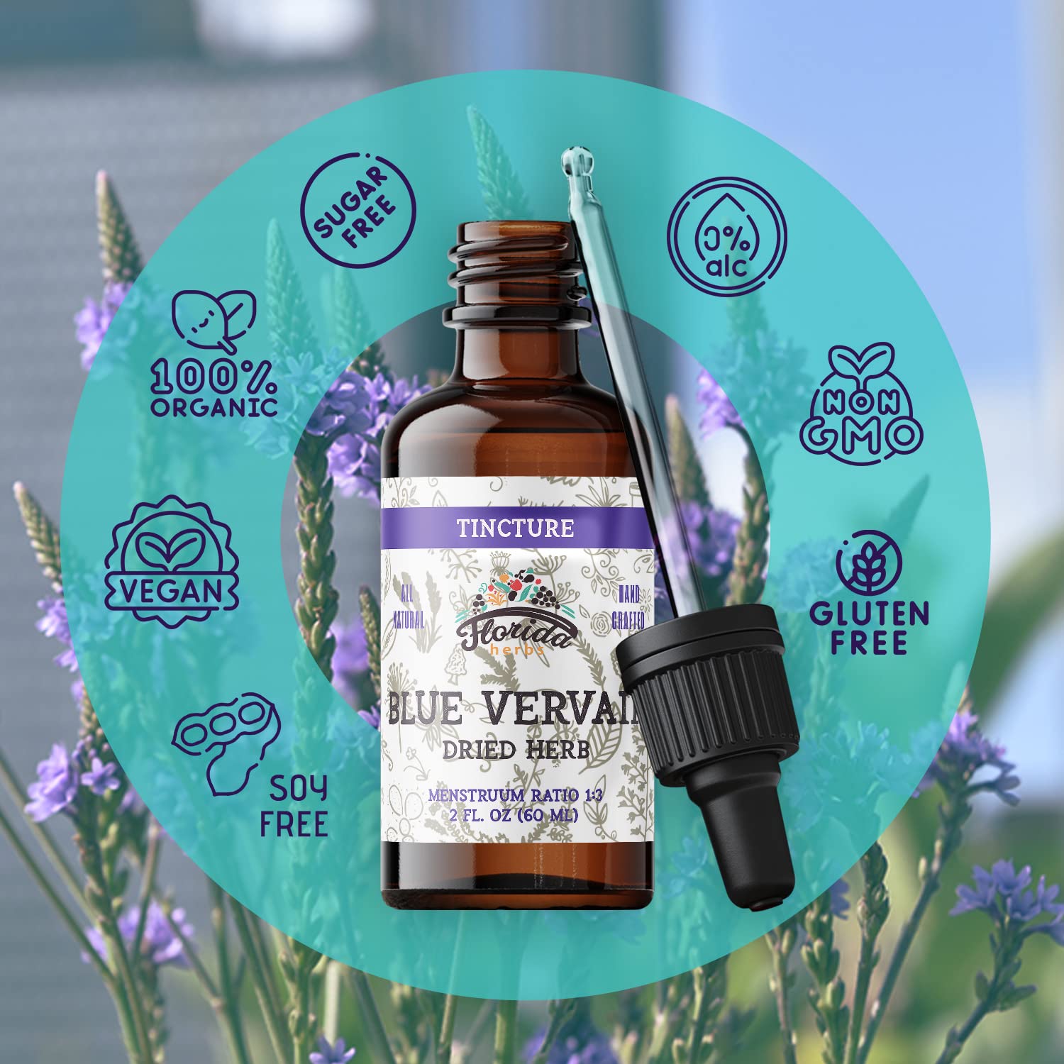 Florida Herbs verveine bleue - herbe sèche prête à infuser une boisson relaxante.