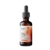 Flow Drops LUV, bouteille ouverte, énergie durable et concentration.