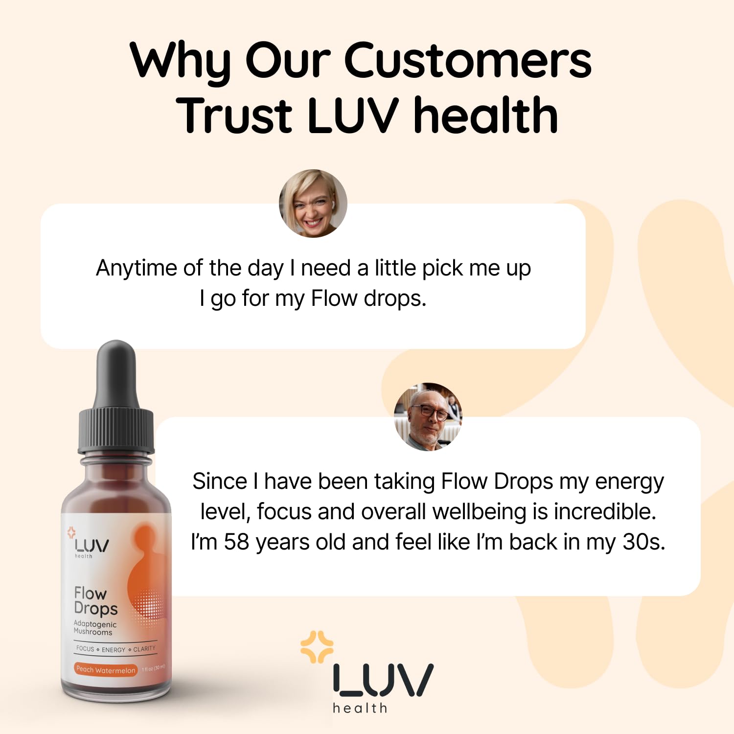 Flow Drops LUV, emballage fabriqué aux États-Unis, traçabilité assurée.