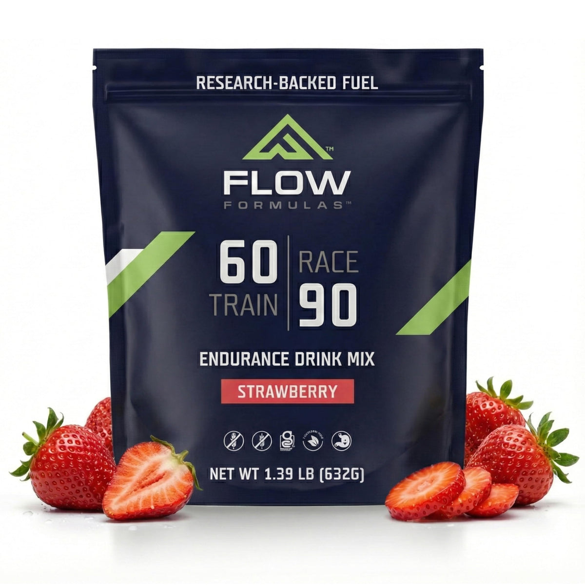 Flow Formulas Endurance Fraise – poudre qui se dissout rapidement, énergie durable.