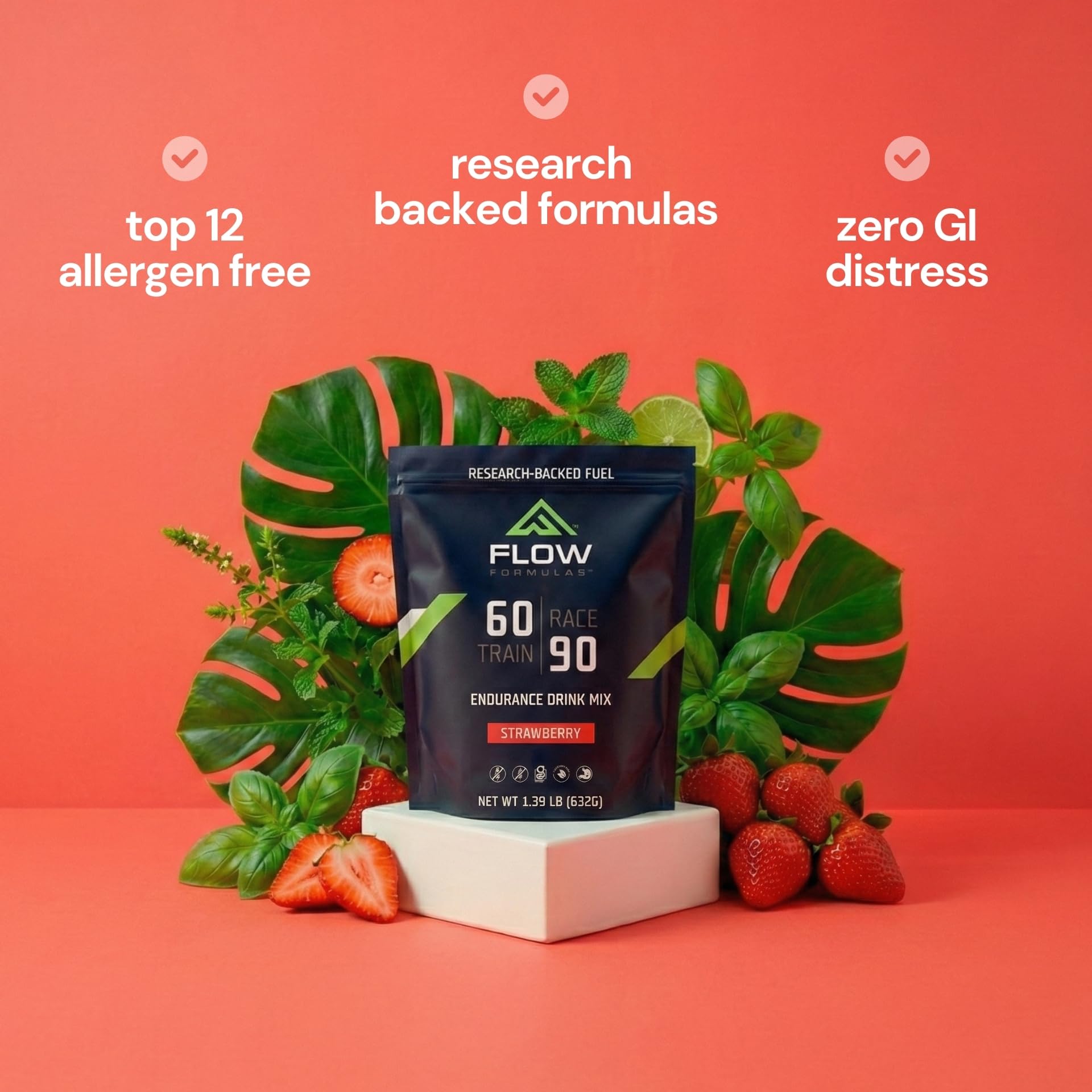 Flow Formulas Endurance Fraise – sodium ciblé pour une hydratation efficace pendant l'effort.