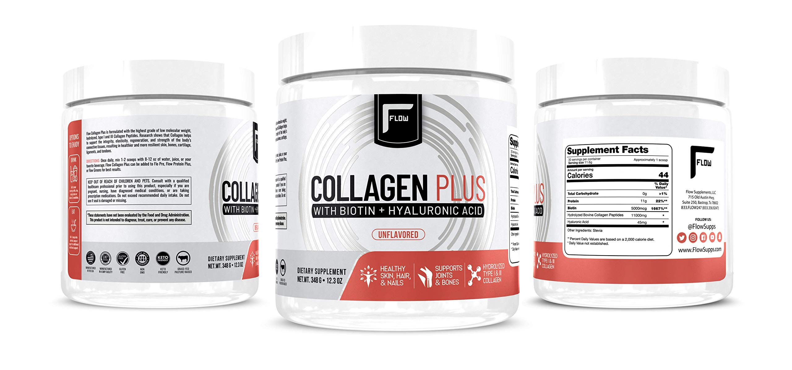 Flow Supps Collagène Plus – Acide Hyaluronique pour l'hydratation de la peau