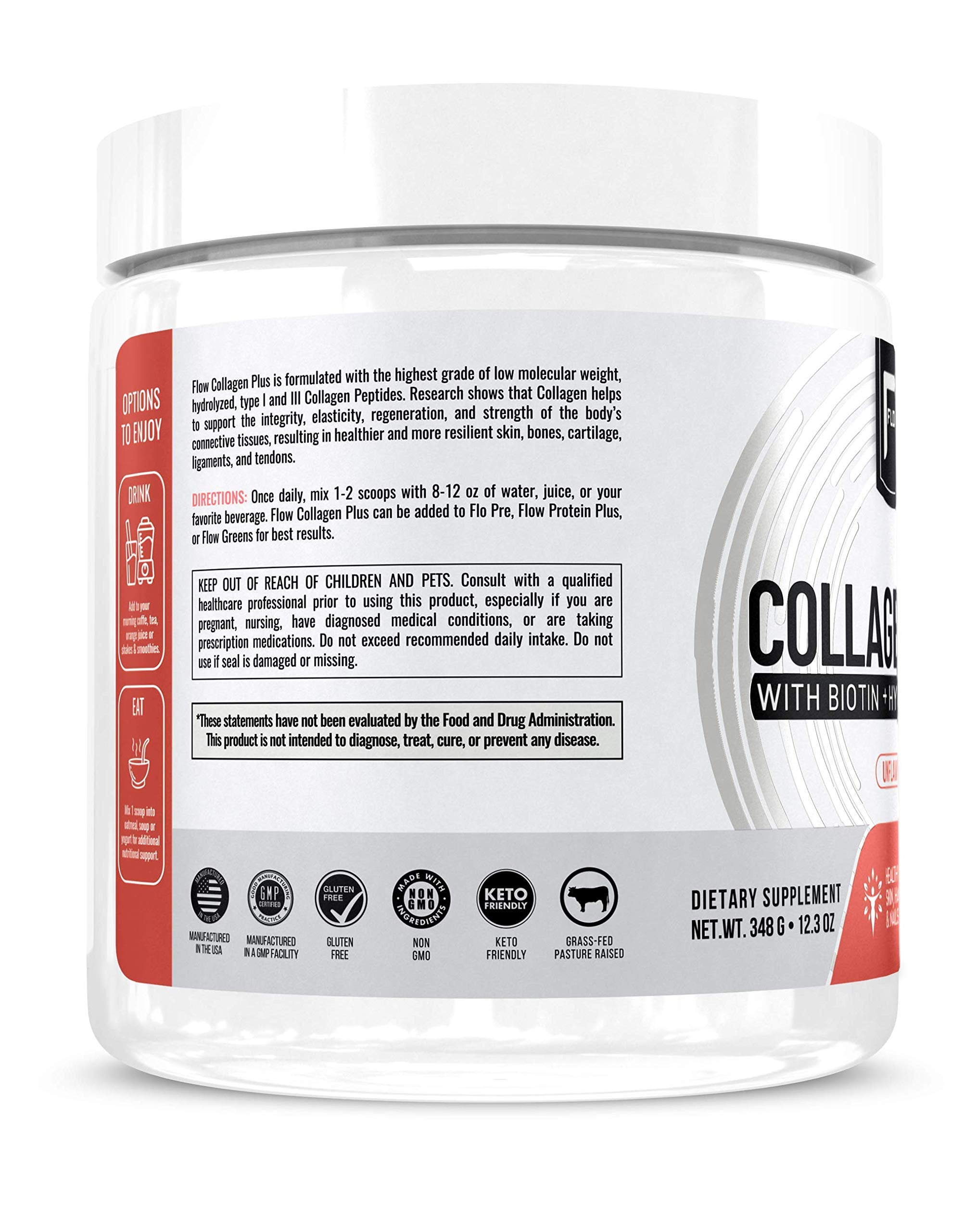 Flow Supps Collagène Plus: doseur prêt à mesurer, pratique pour l'utilisation quotidienne