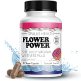 Flower Power gélules féminines – flacon illustrant l'hydratation intime.