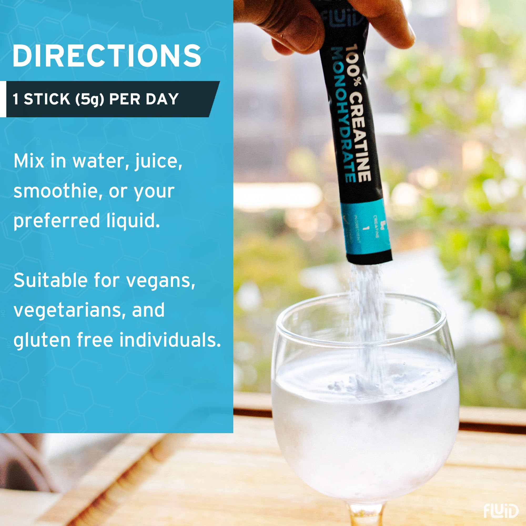 Fluid Creatine – dissolution facile dans une boisson ou aliment.