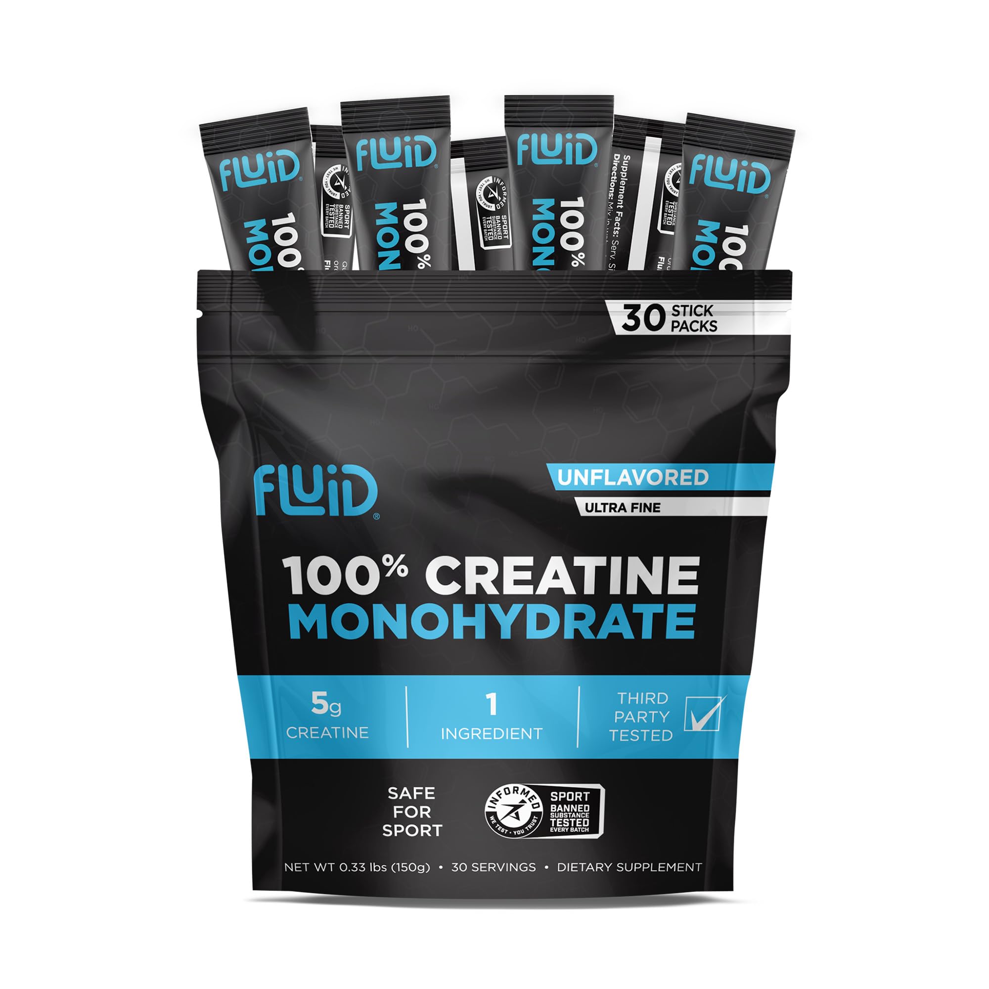 Fluid Creatine – poudre ultra-fin, se dissout rapidement dans la boisson.