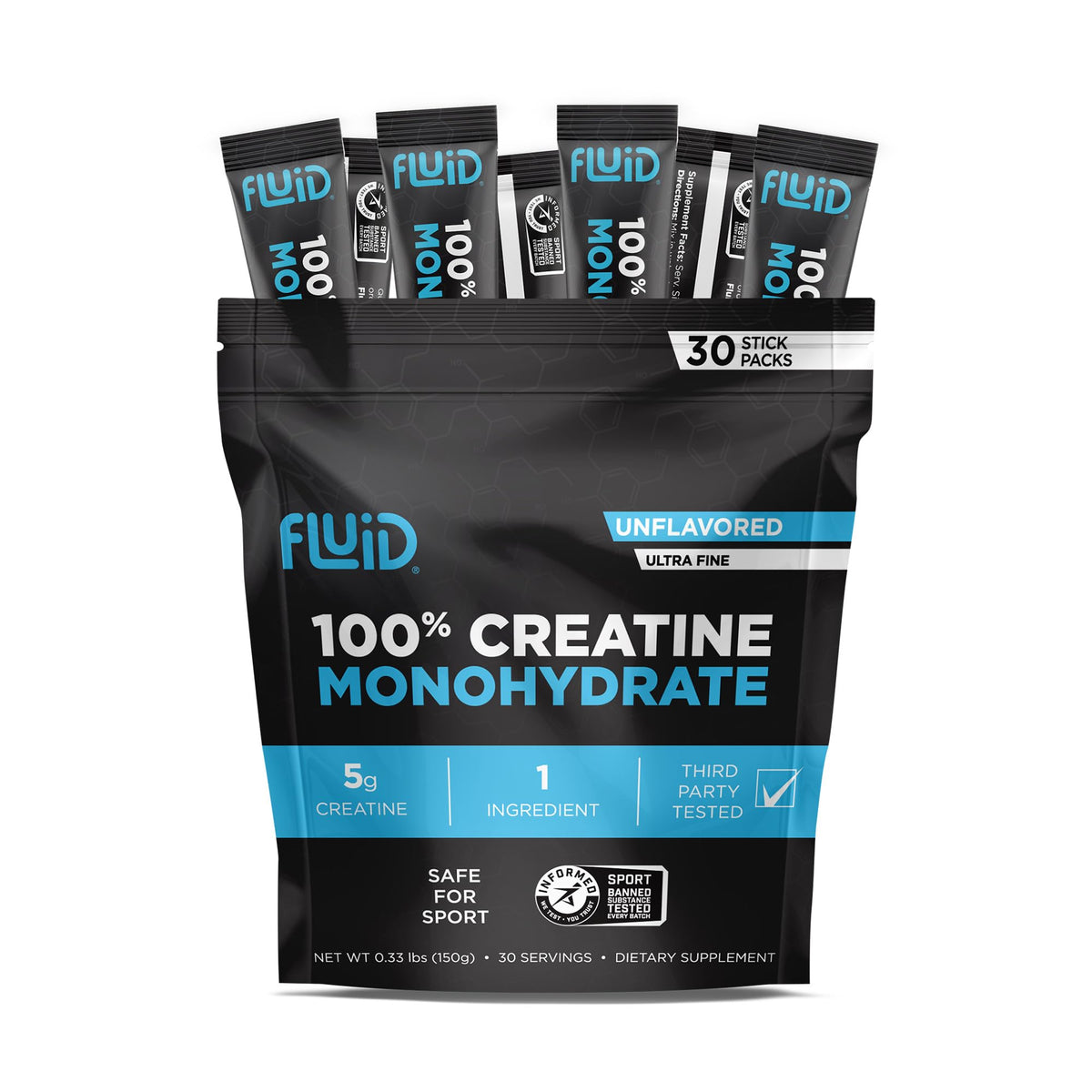 Fluid Creatine – poudre ultra-fin, se dissout rapidement dans la boisson.