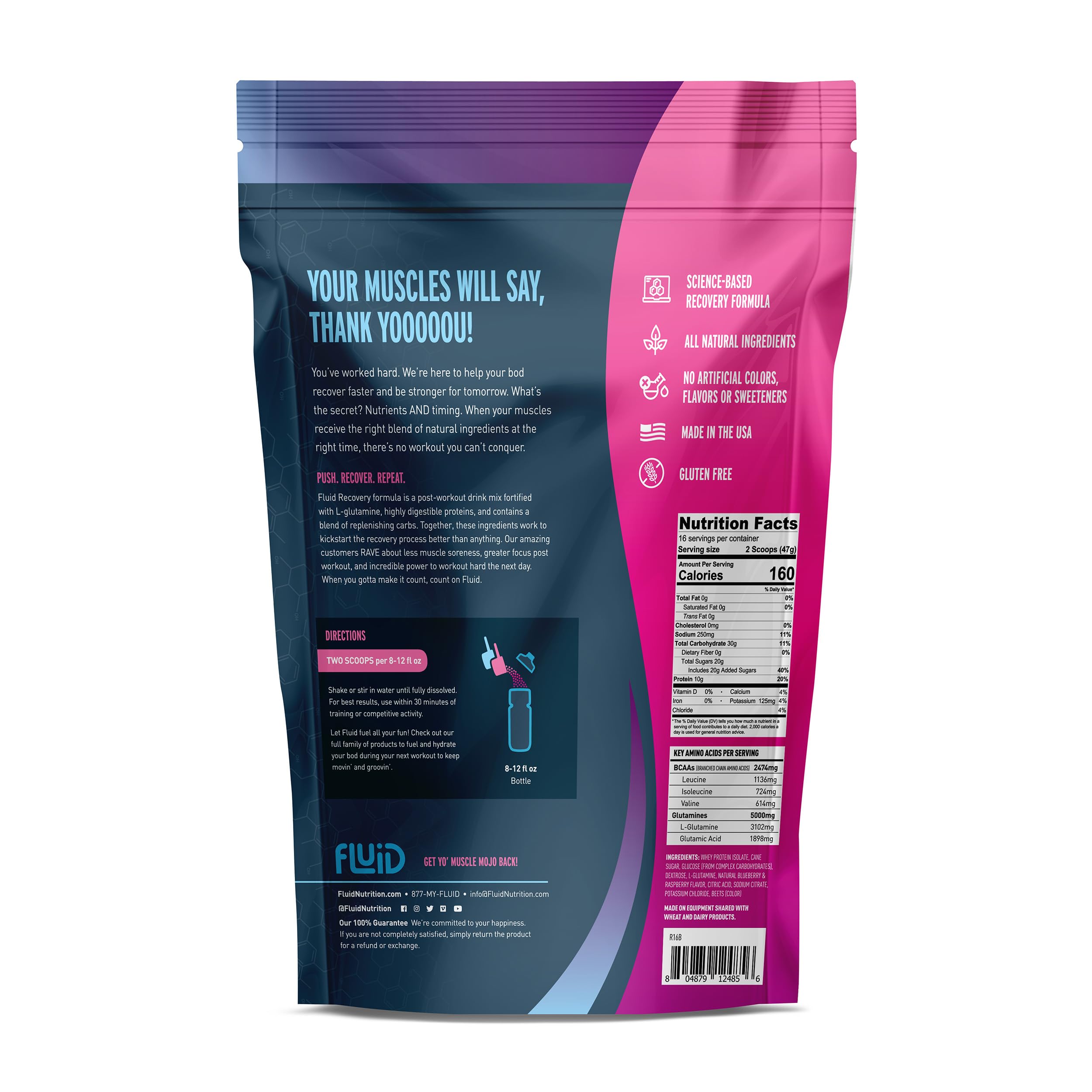 Fluid Recovery shaker préparation rapide avec eau pour récupération efficace.