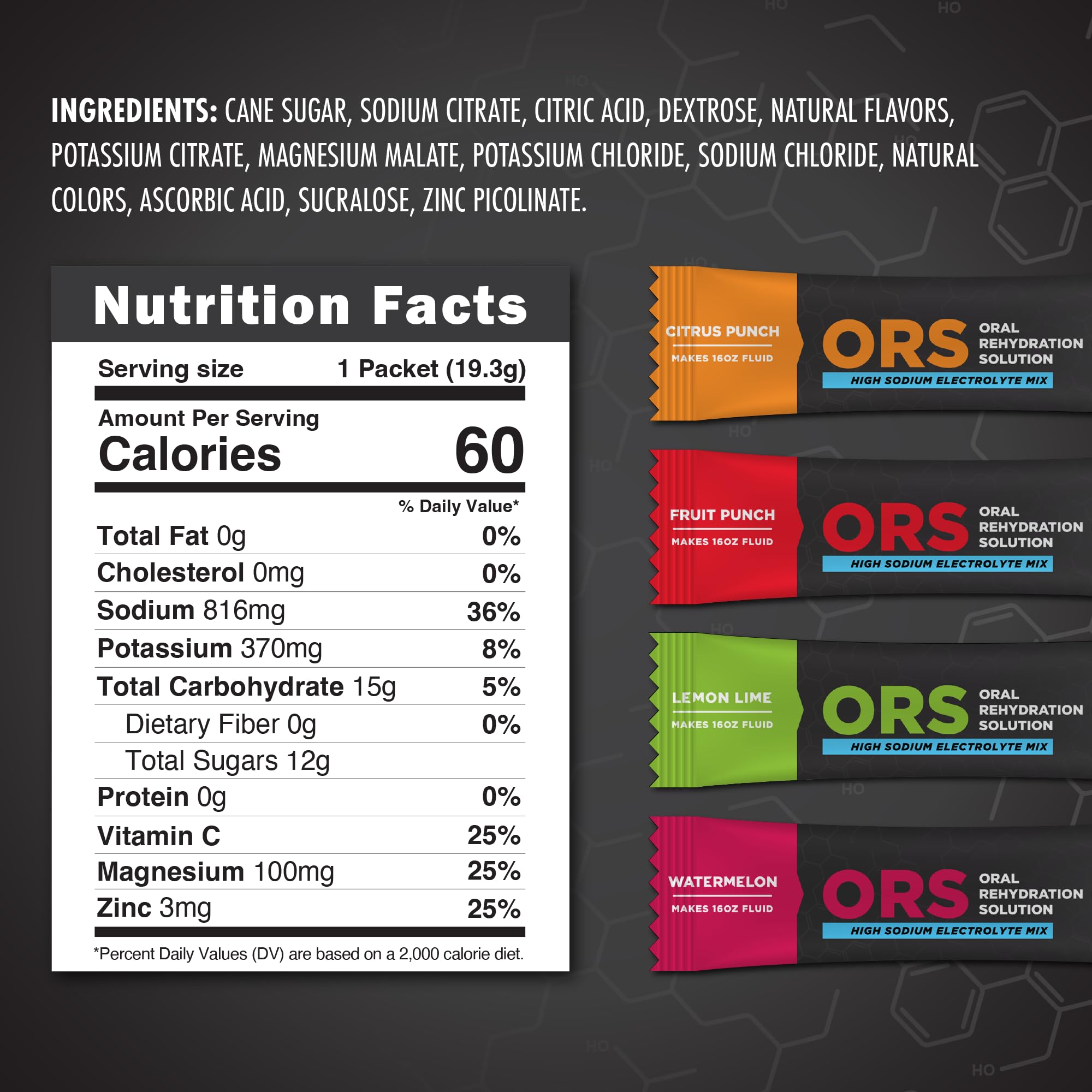 Fluid Tactical ORS, bouteilles 4 saveurs, goût varié pour l'hydratation.
