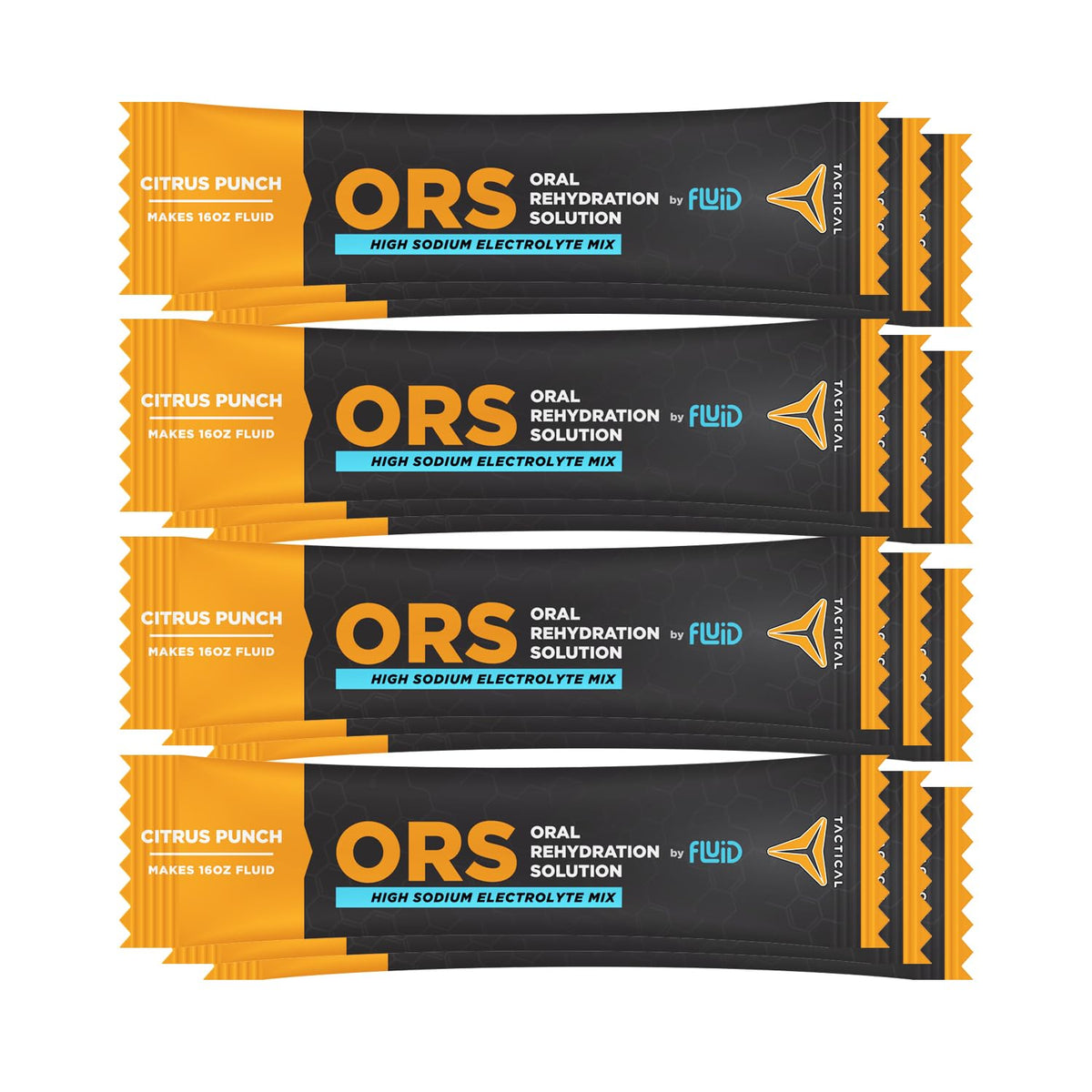 Fluid Tactical ORS coffret 12 sachets punch agrumes pour réhydratation pratique après l'entraînement.