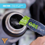 Fluid Tactical ORS étiquette électrolytes sur l'emballage pour hydratation efficace.