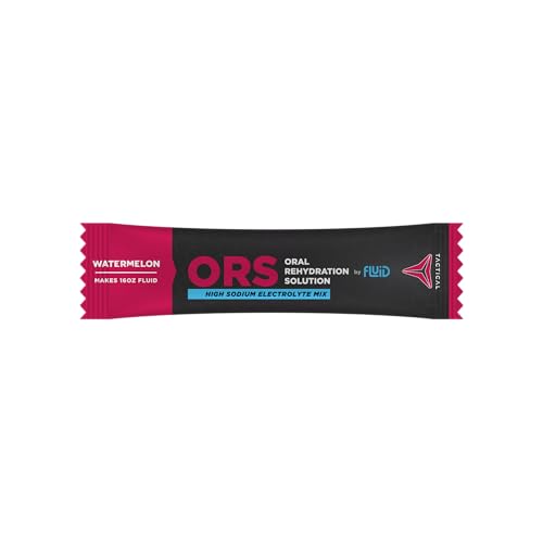  Fluid Tactical ORS Pastèque, versement sur verre, soutien rapide de l'hydratation.