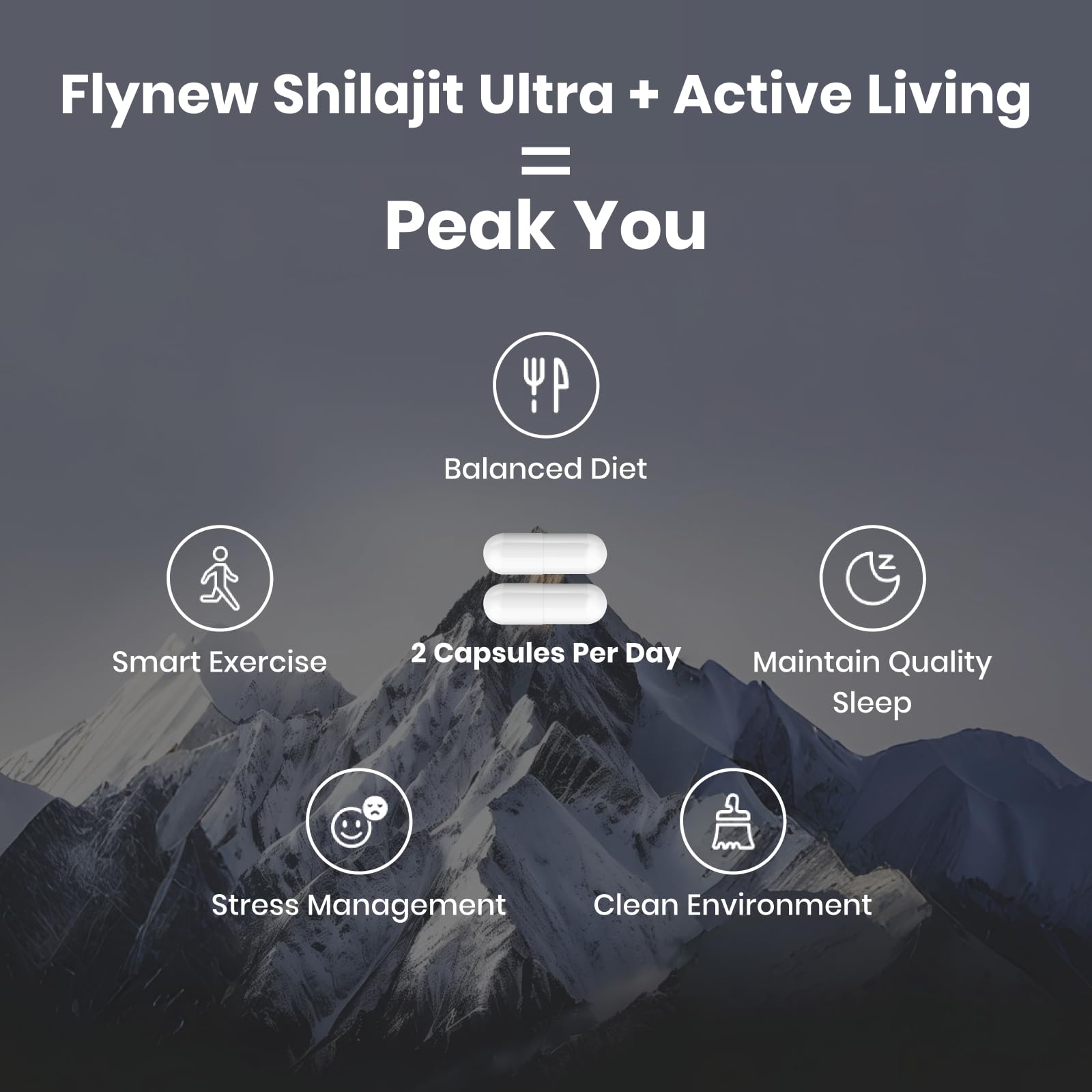Flynew Shilajit avec L-Arginine: duo pour le bien-être quotidien.