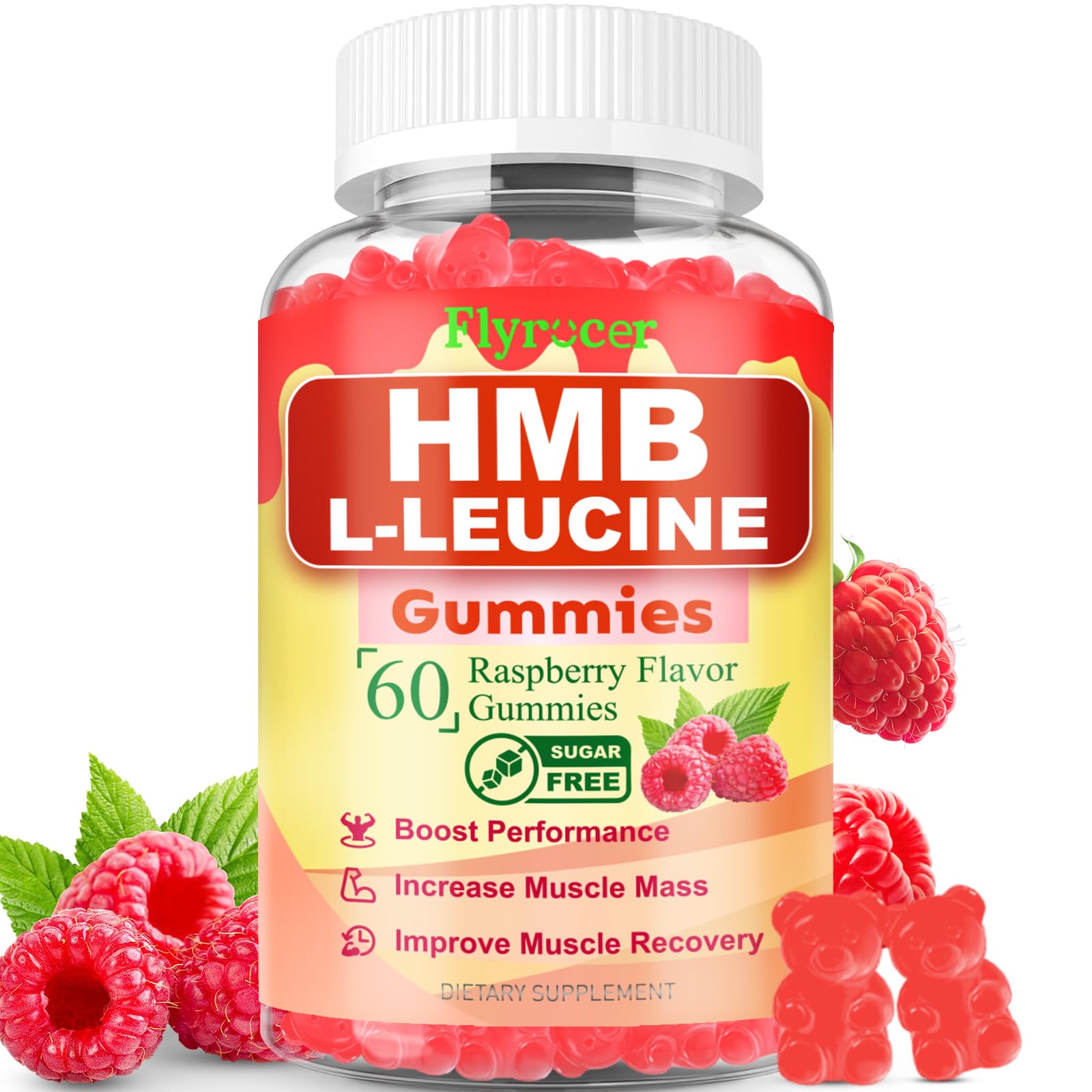 Gommes Flyrocer HMB et leucine en flacon, soutien potentiel à la récupération musculaire