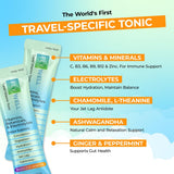 FlyWell: sachet-ouvert, adaptation au décalage horaire et hydratation.