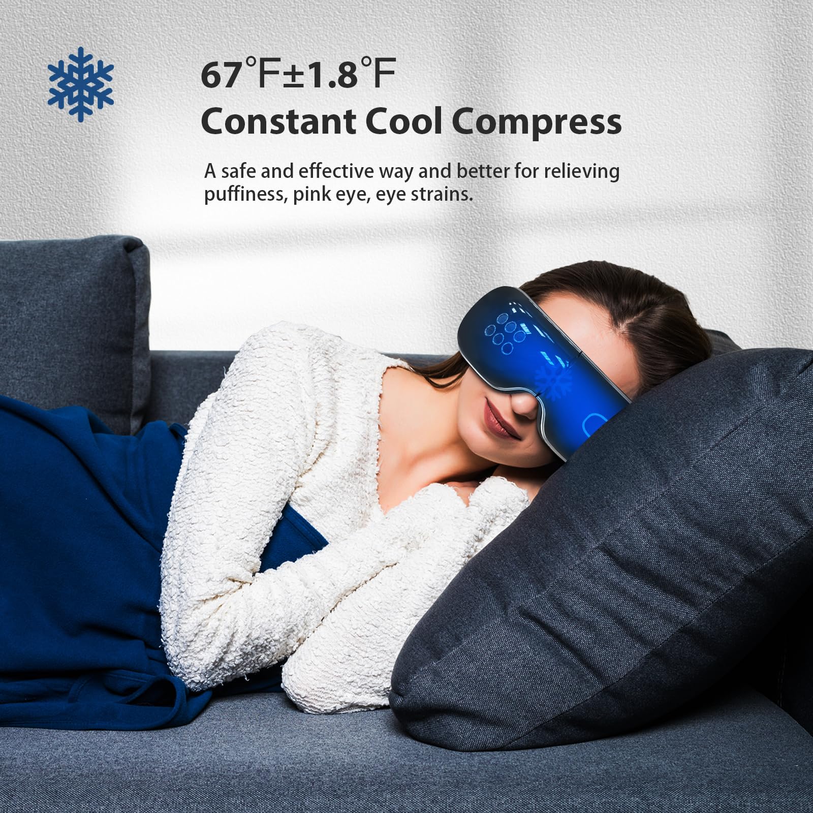 Massage oculaire Fmlave pression-air: compression légère pour apaiser fatigue oculaire et tensions.