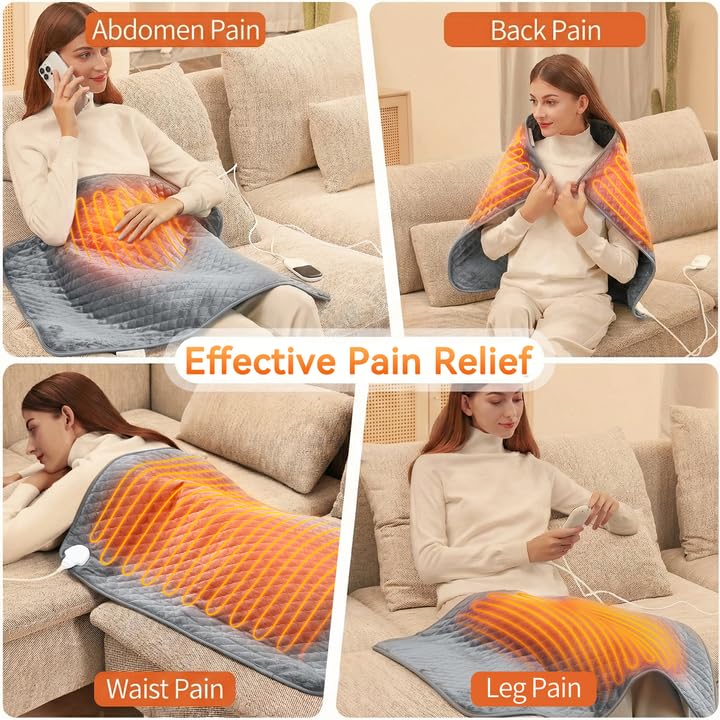 Coussin chauffant Focbeo grand format 32x24, contrôle thermique numérique pour réglages précis.