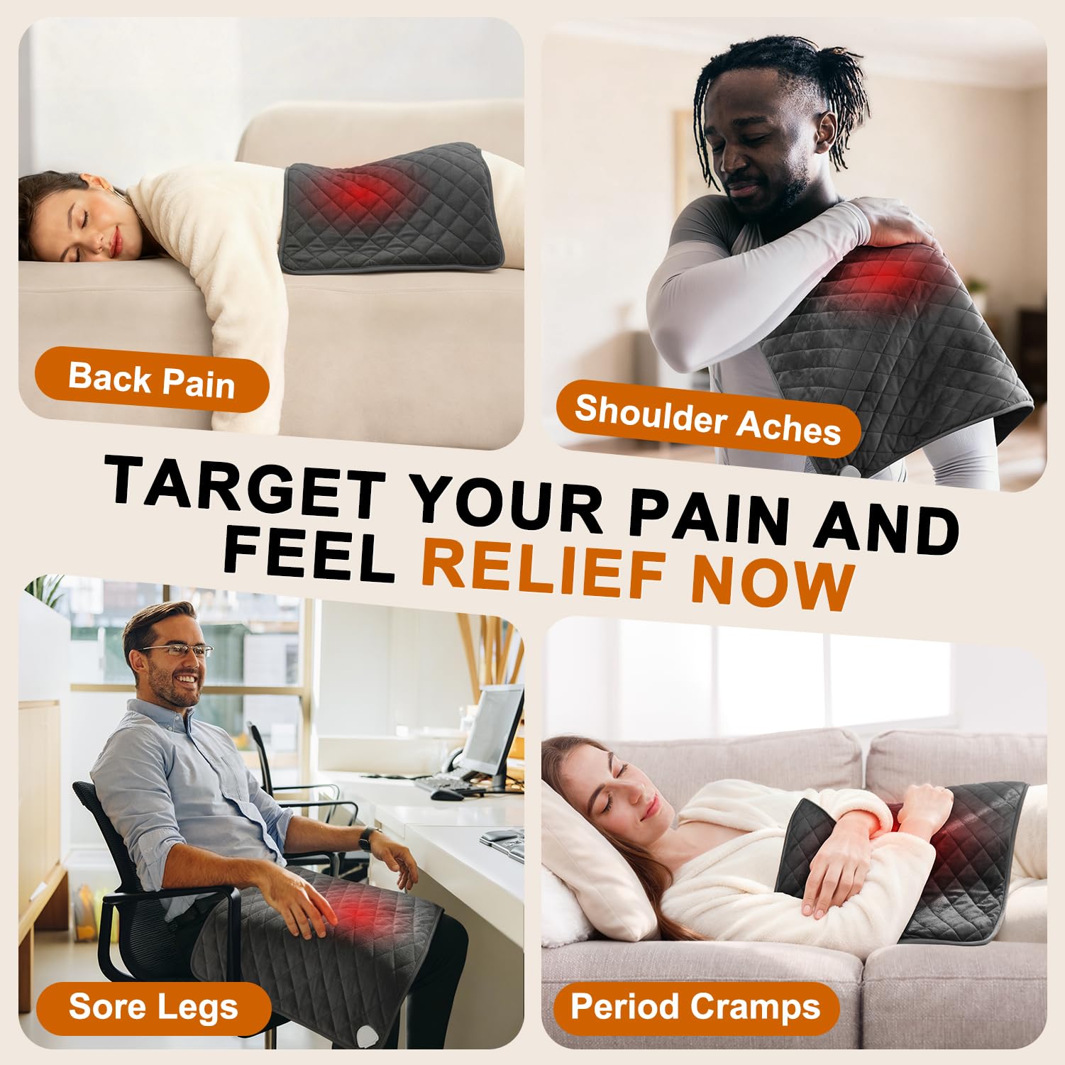 Focbeo mode humide et sec pour chaleur adaptée aux muscles.