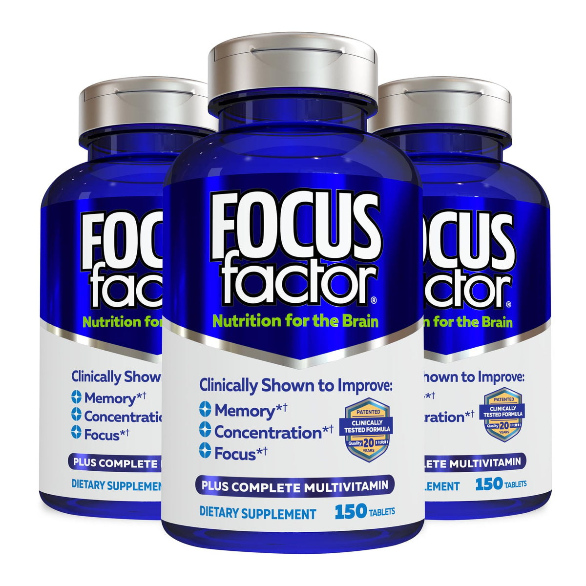 Bouteille Focus Factor avec capsules, soutien potentiel à la concentration et à l'énergie mentale.