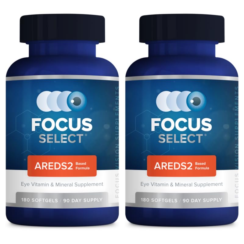 Focus Vision Select AREDS2, bouteille, soutien potentiel à la santé oculaire.