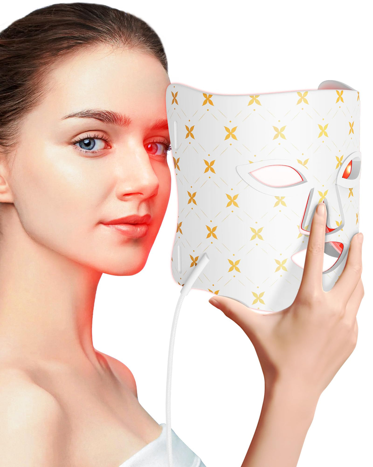 FOLOKE masque LED visage, lumière 630 nm et 830 nm pour soin à domicile.