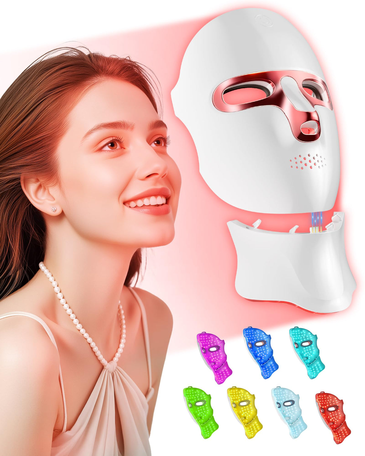 FOLOKE Masque LED visage rouge pour une peau lumineuse et détendue.