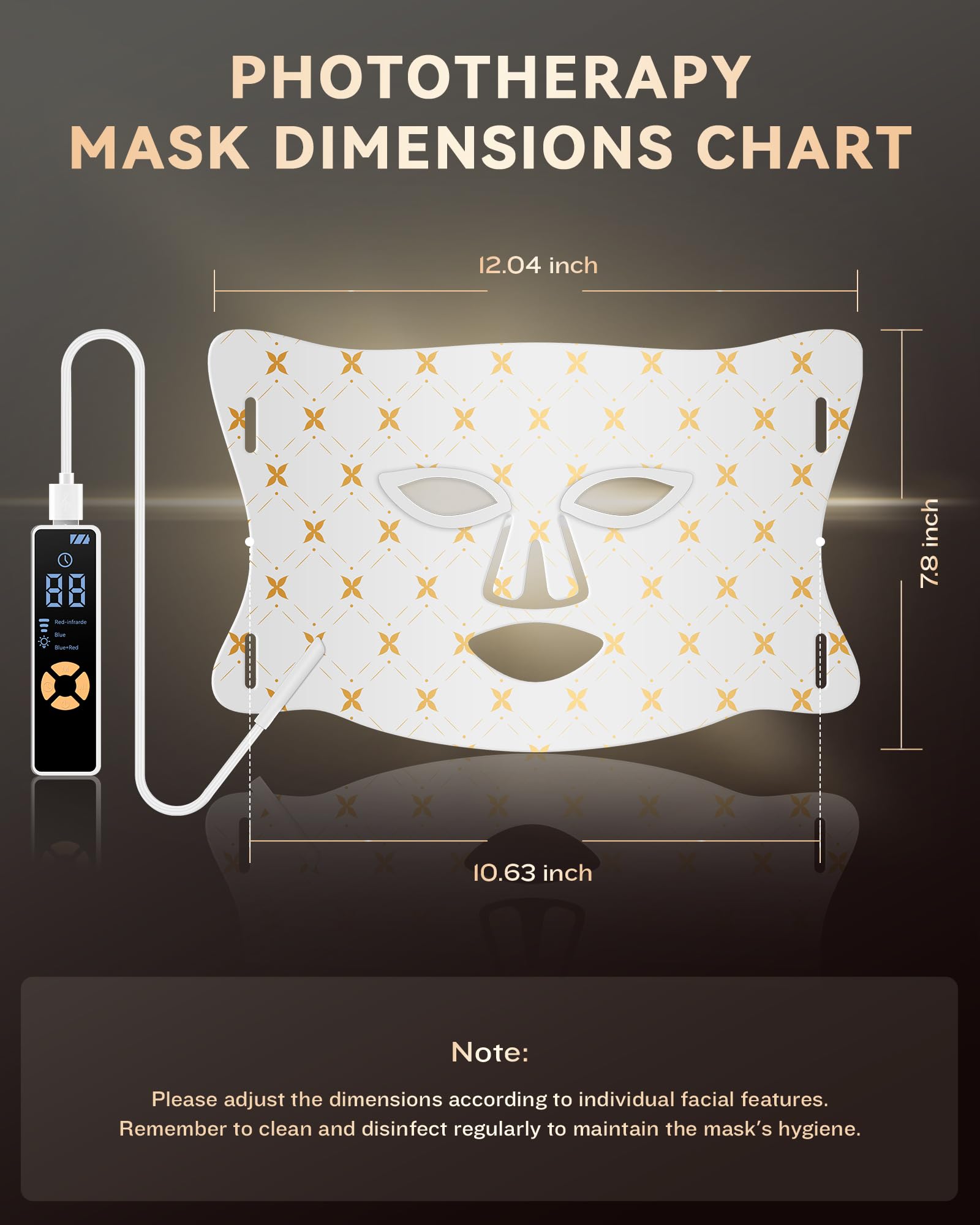 FOLOKE masque LED avec contrôleur pour une expérience utilisateur confortable.