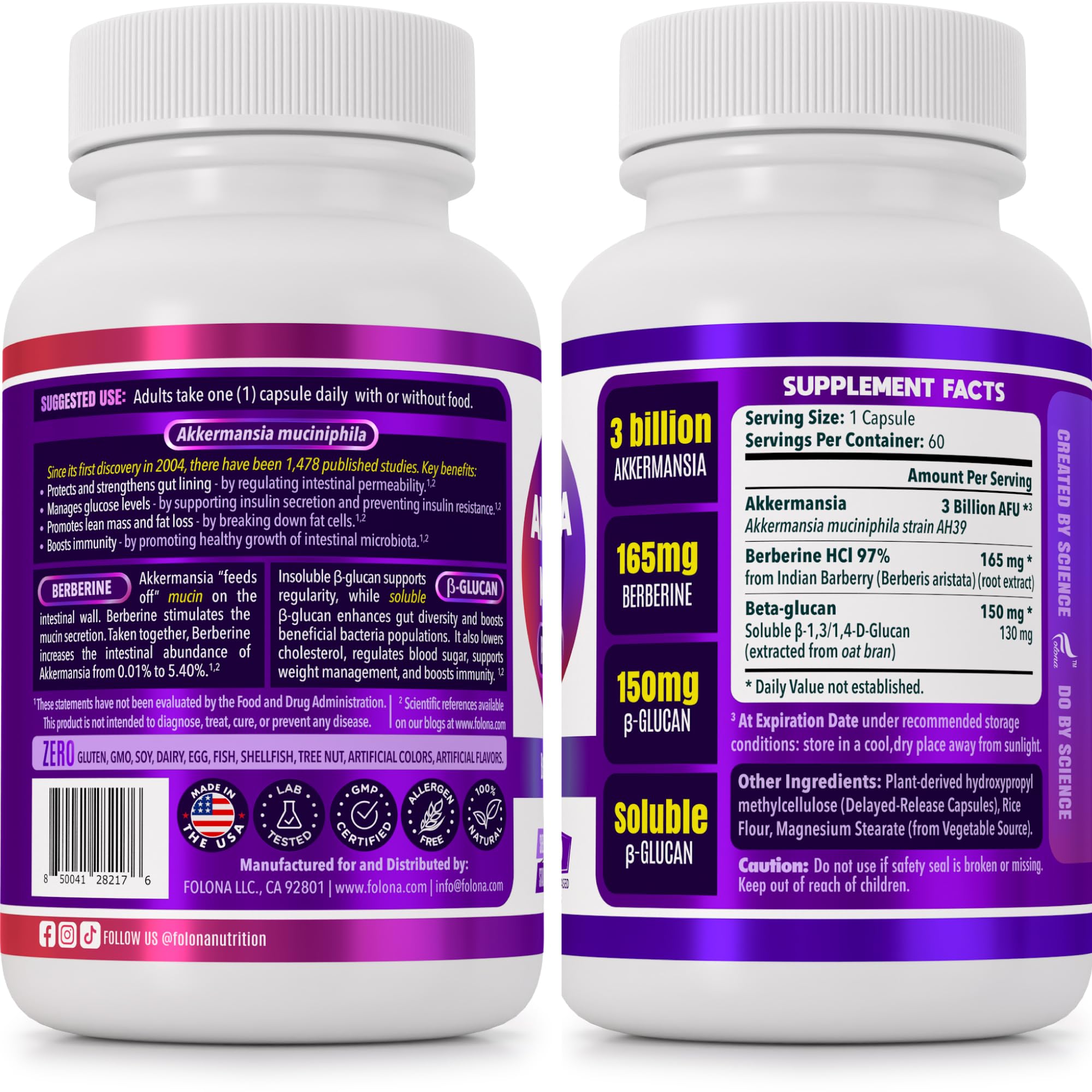 Folona Akkermansia : capsules en gros plan soutenant la digestion.