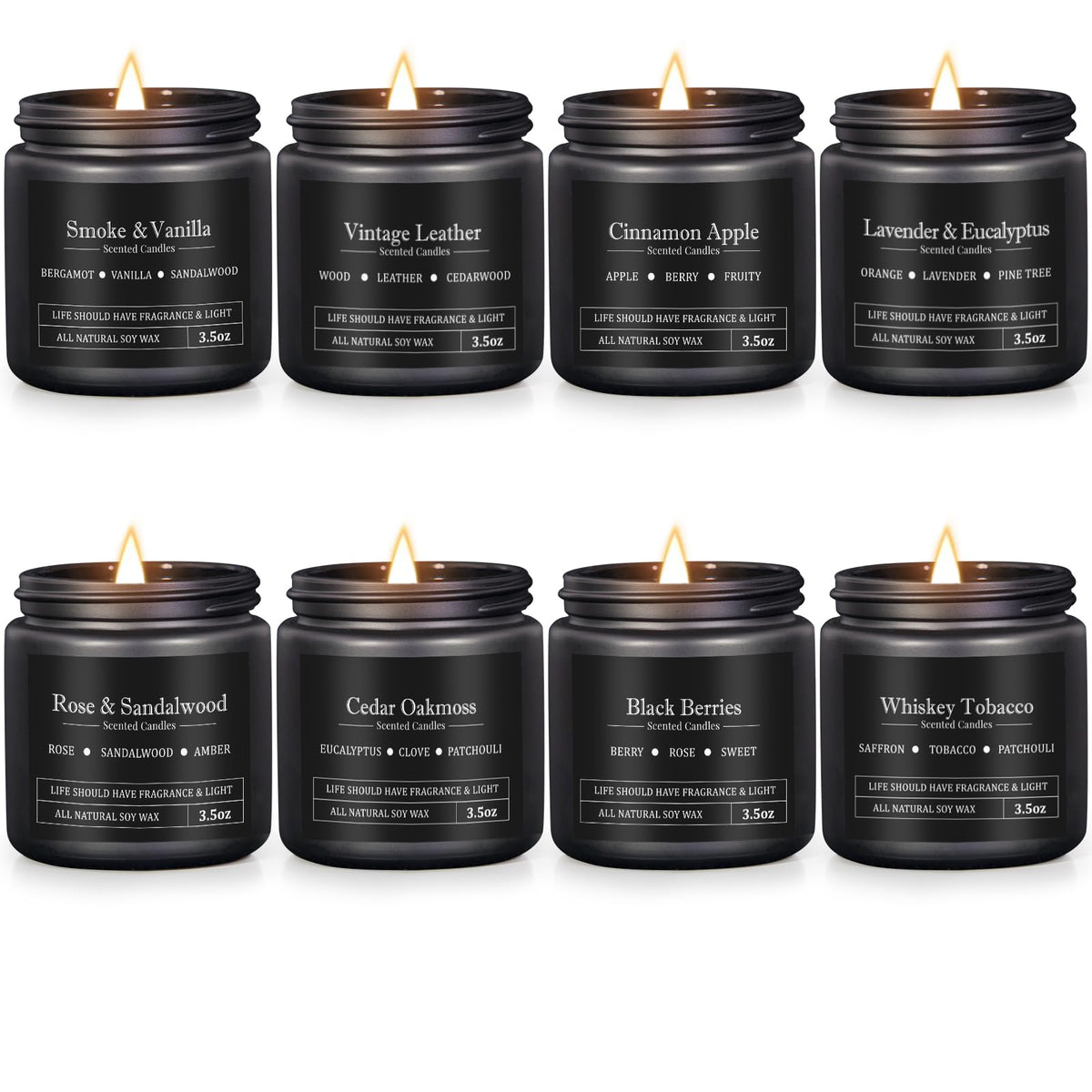 Bougie FOMICO Smoke & Vanilla dans un pot noir, ambiance masculine chaleureuse.