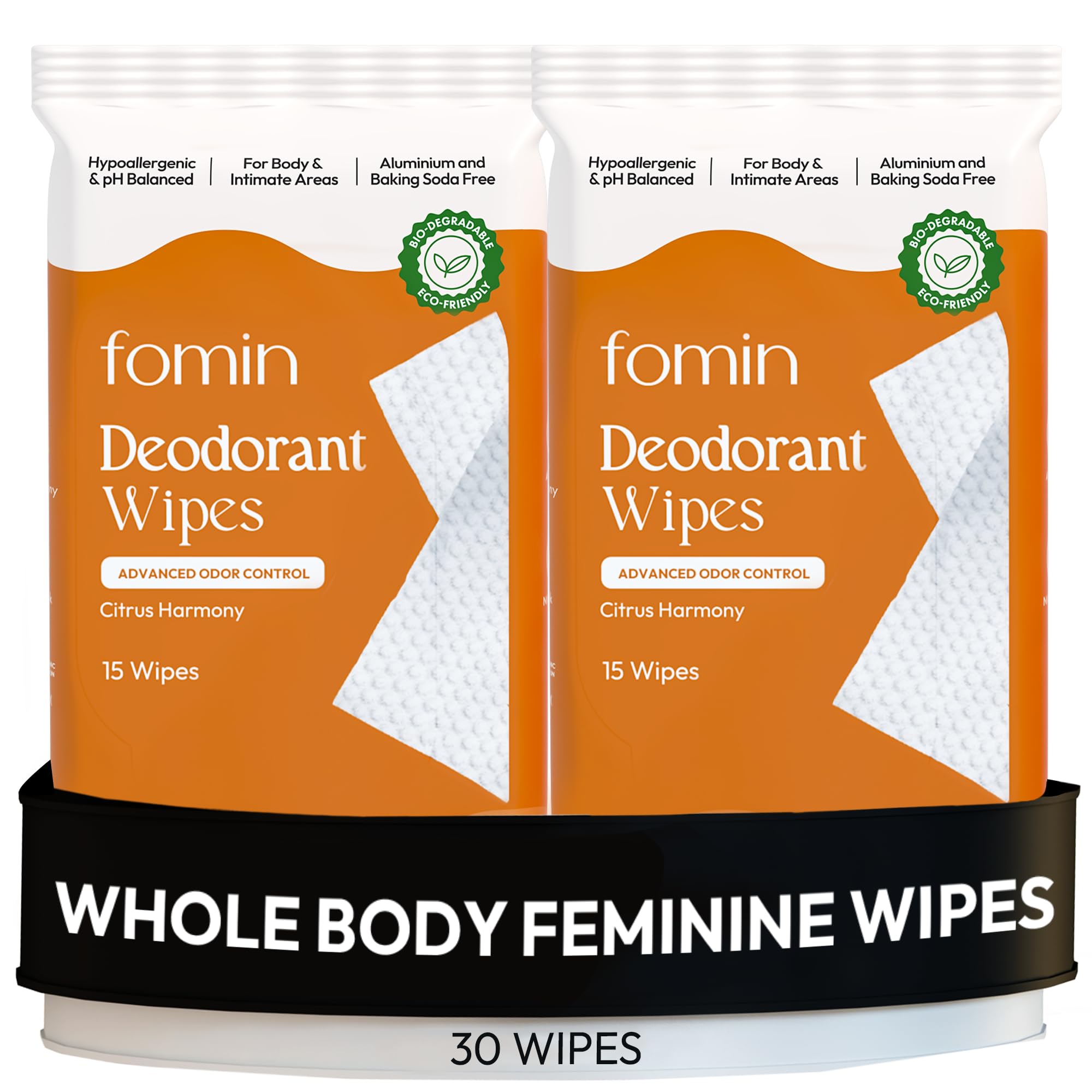 Boîte FOMIN Acidified Déodorant Wipes, rangement pratique pour les voyages et le quotidien.