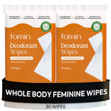 Boîte FOMIN Acidified Déodorant Wipes, rangement pratique pour les voyages et le quotidien.