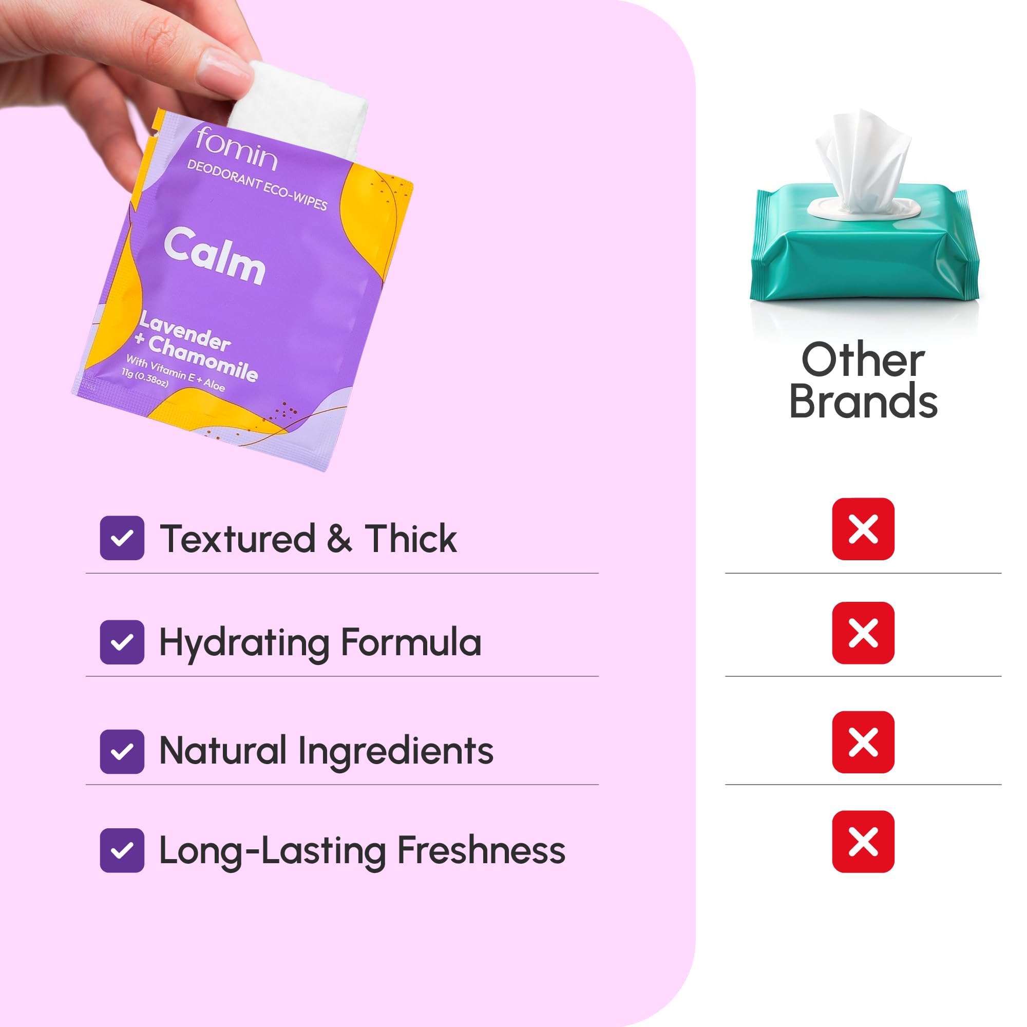 Texture des lingettes FOMIN en gros plan, douceur perceptible