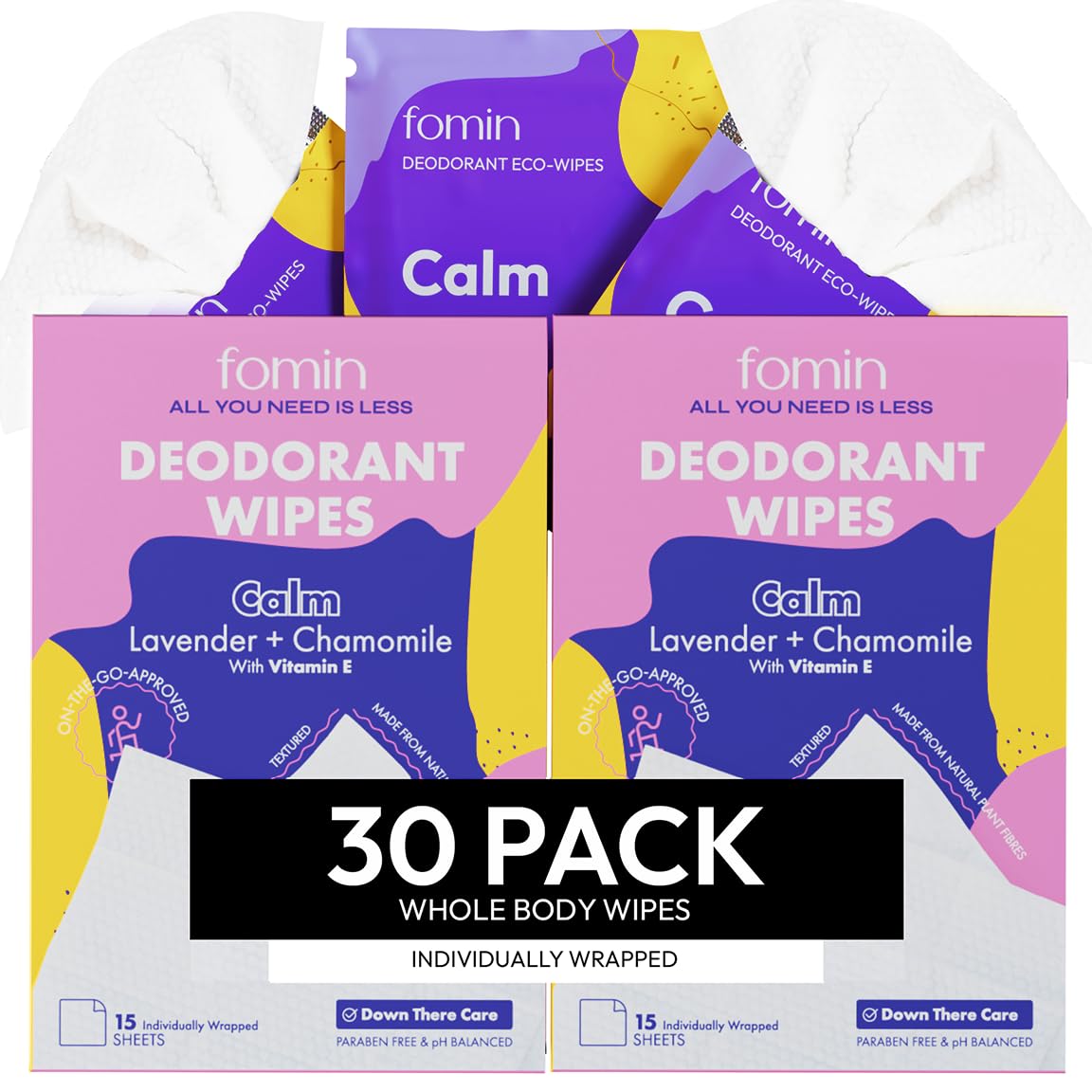 Lingettes déodorantes FOMIN en emballage voyage, pratique et prête pour déplacements