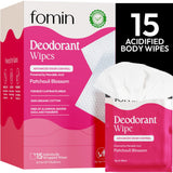 Lingettes déodorantes FOMIN Patchouli Blossom format voyage, fraîcheur rapide.