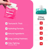 Emballage individuel des lingettes FOMIN Patchouli Blossom, pratique en déplacement.