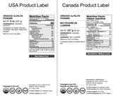 Food to Live emballage poudre d'alfalfa, pratique pour dosages en cuisine et boissons.
