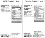 Poudre d'Alfalfa Food to Live biologique avec cuillère dans un verre, parfait pour smoothies.