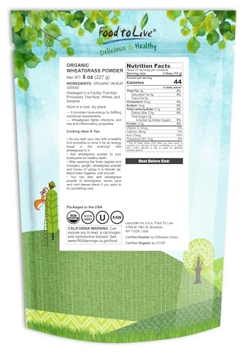Food to Live poudre de blé germé - doseur pratique pour mesurer facilement la dose.