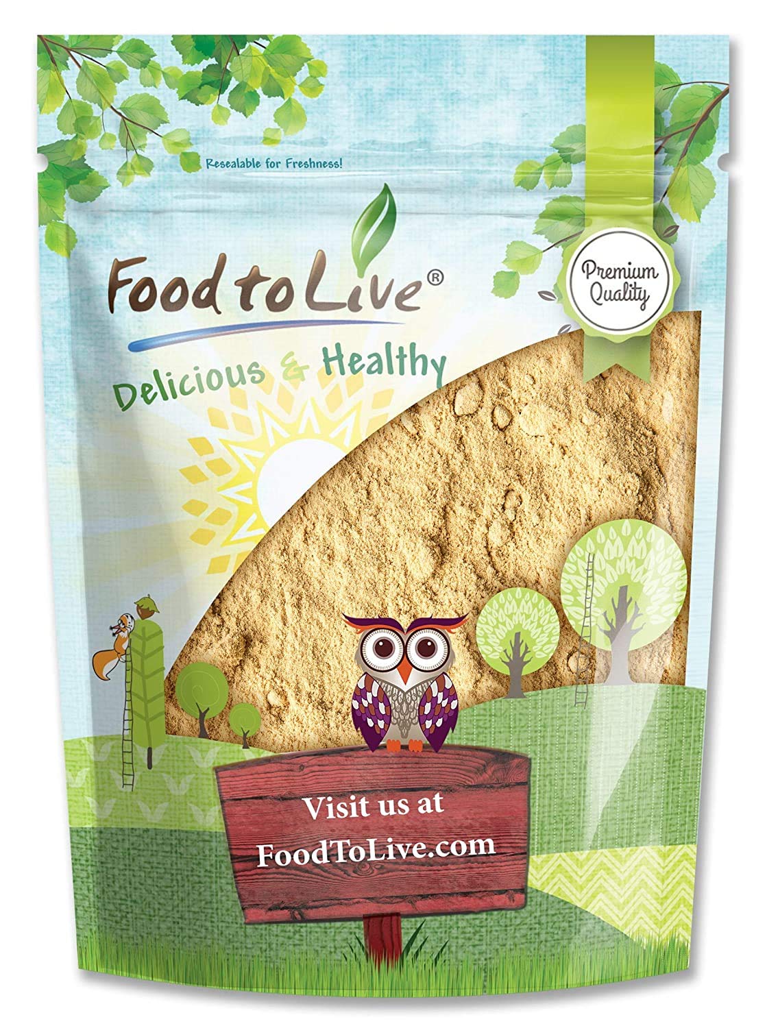 Food to Live Poudre Maca Jaune 2 Livres – pot visible, riche en vitamine C.