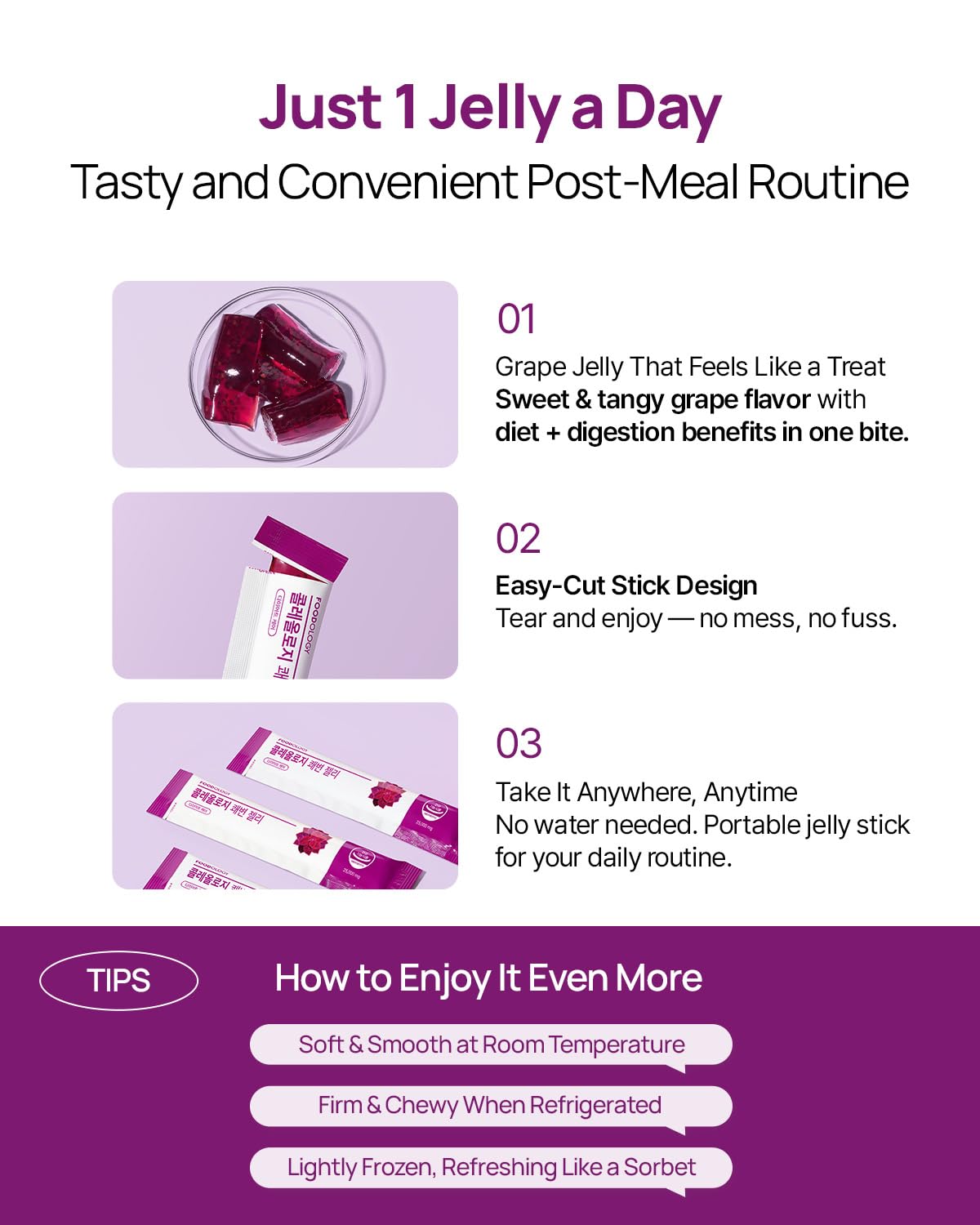FOODOLOGY Coleology Jelly format stick portable pour déplacement.