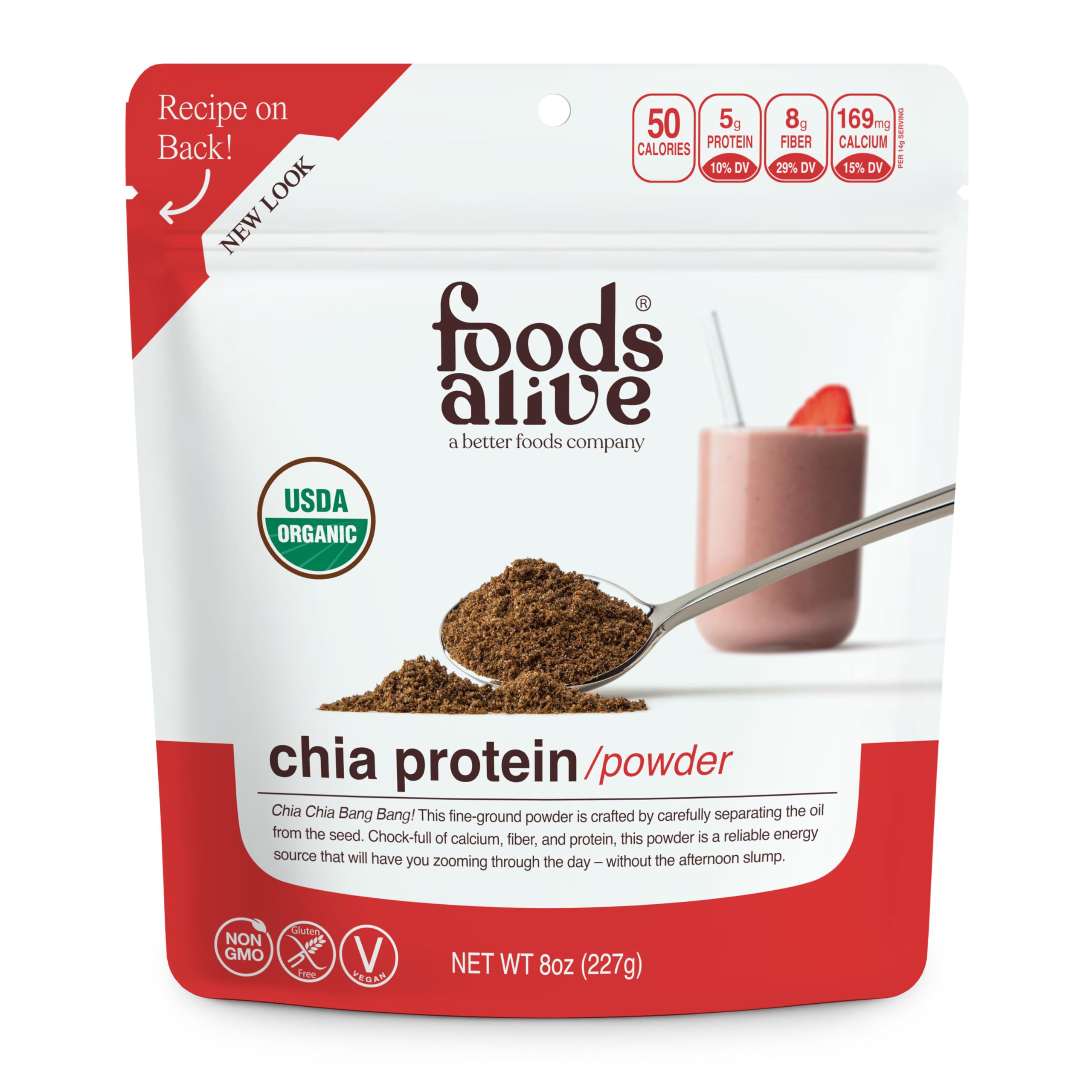 Foods Alive Poudre protéinée chia bio 8 oz pour booster l'énergie durable.