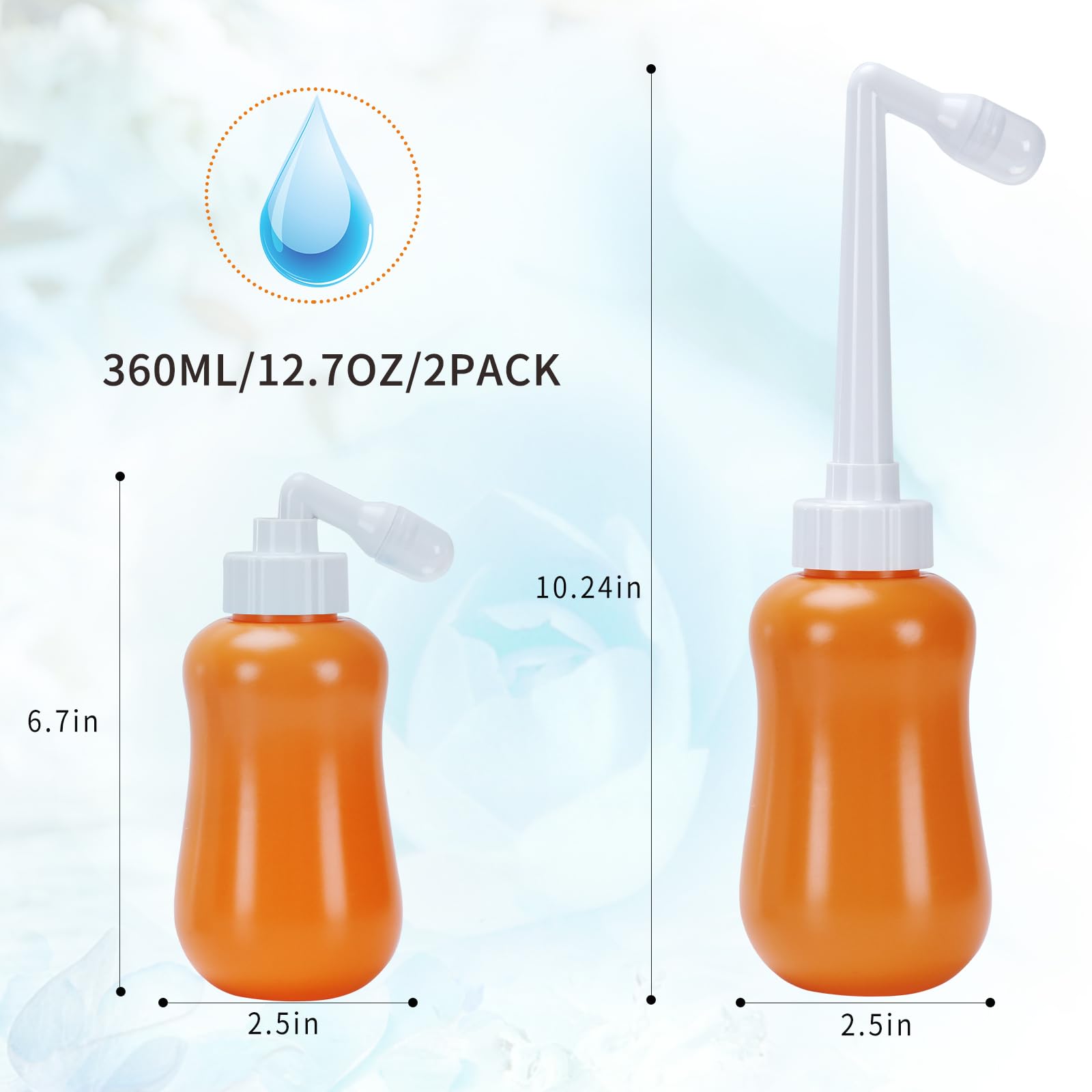 Foofoo Bouteille péri-postpartum orange, capacité 375 ml, pour un soin pratique.
