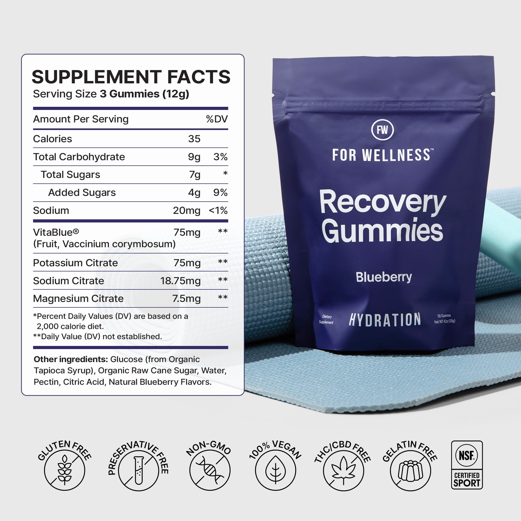 For Wellness Recovery Gummies Sport-Usage – convient à une routine sportive flexible.