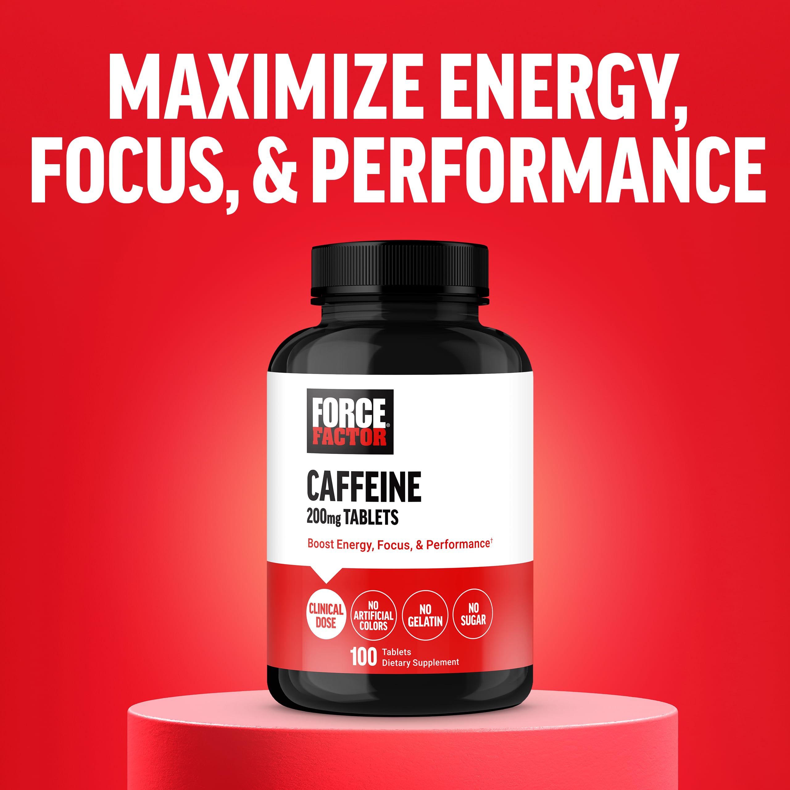Force Factor Caféine comprimés énergie quotidienne et vigilance.