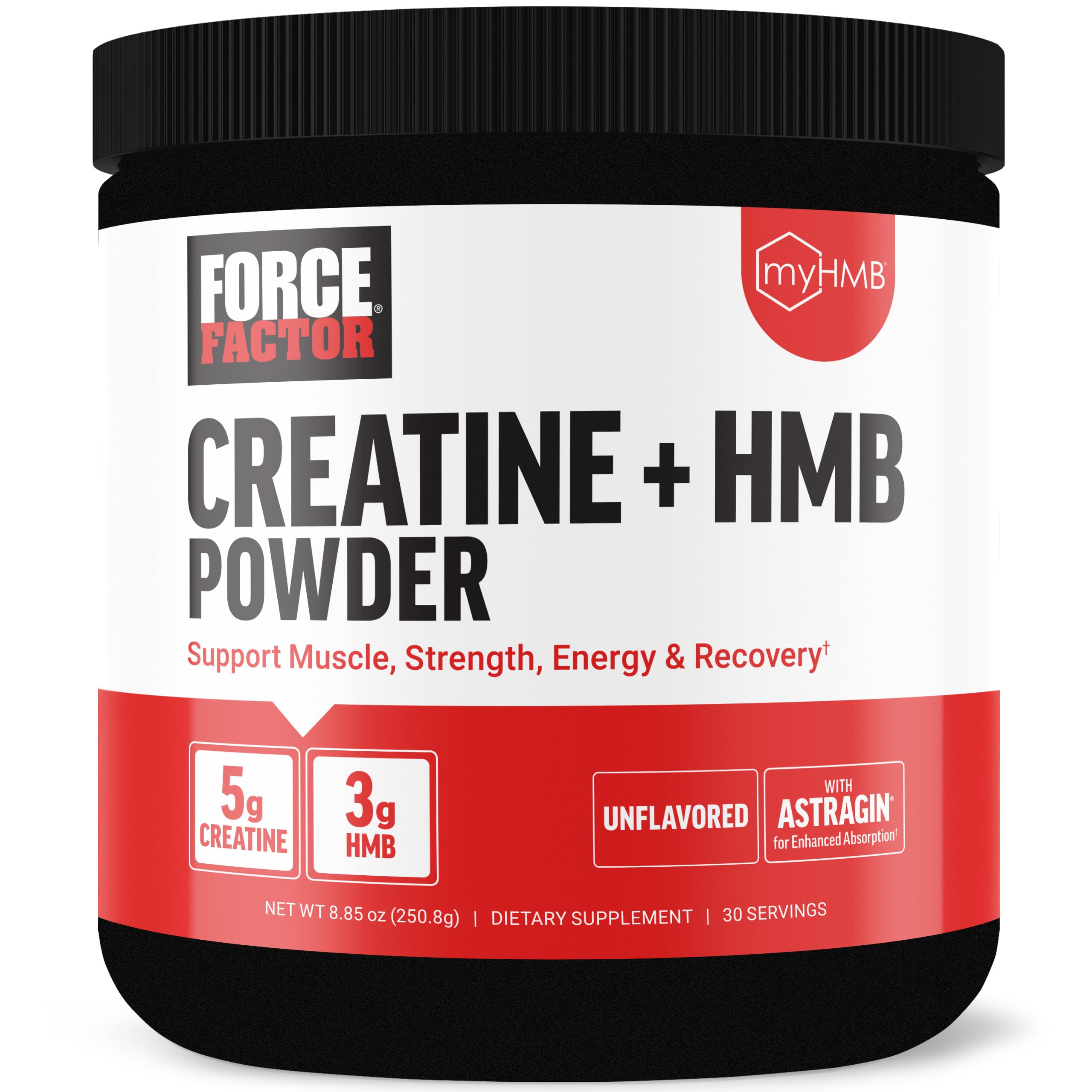 Force Factor Créatine HMB poudre-dose: soutien potentiel à la performance pendant l’entraînement.