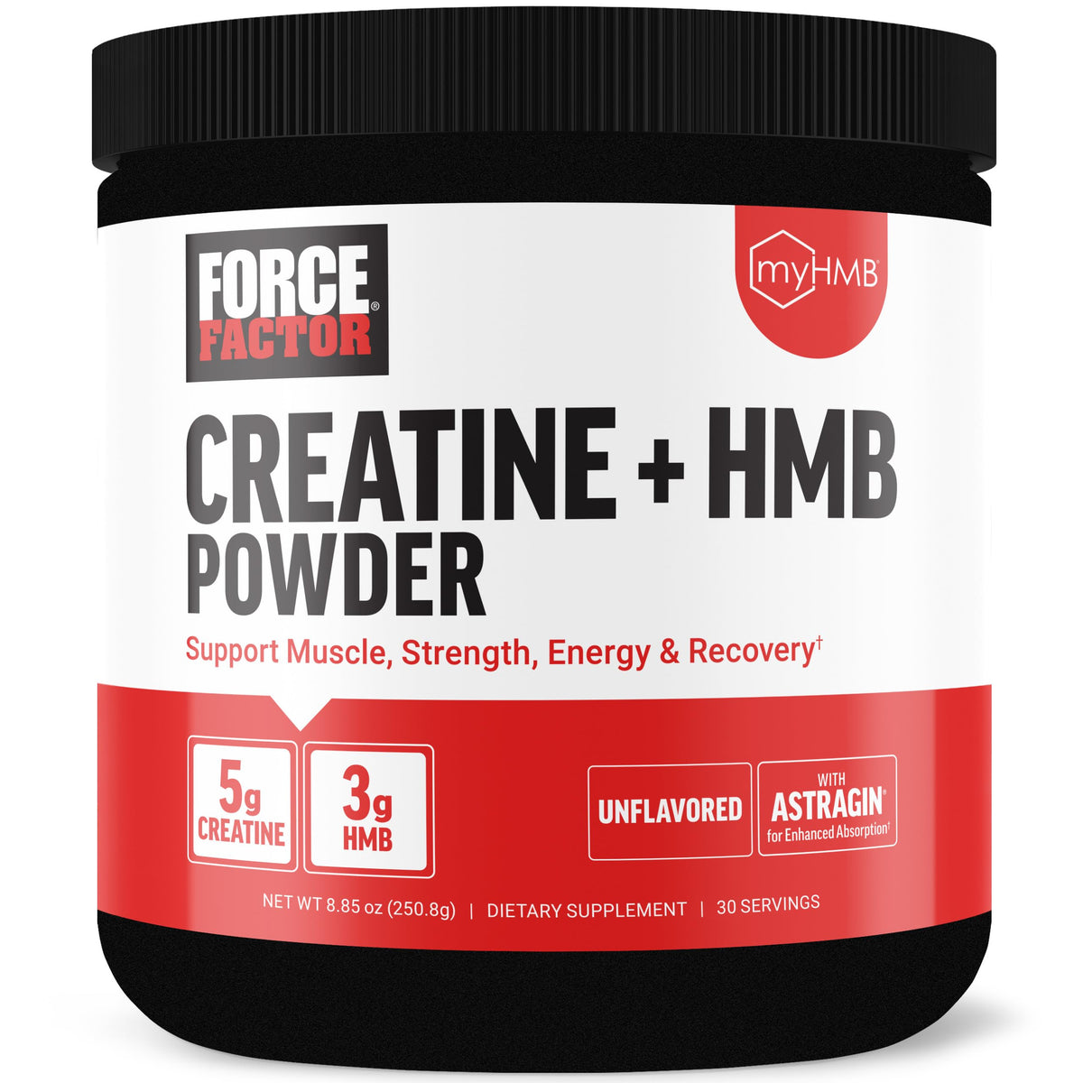 Force Factor Créatine HMB poudre-dose: soutien potentiel à la performance pendant l’entraînement.